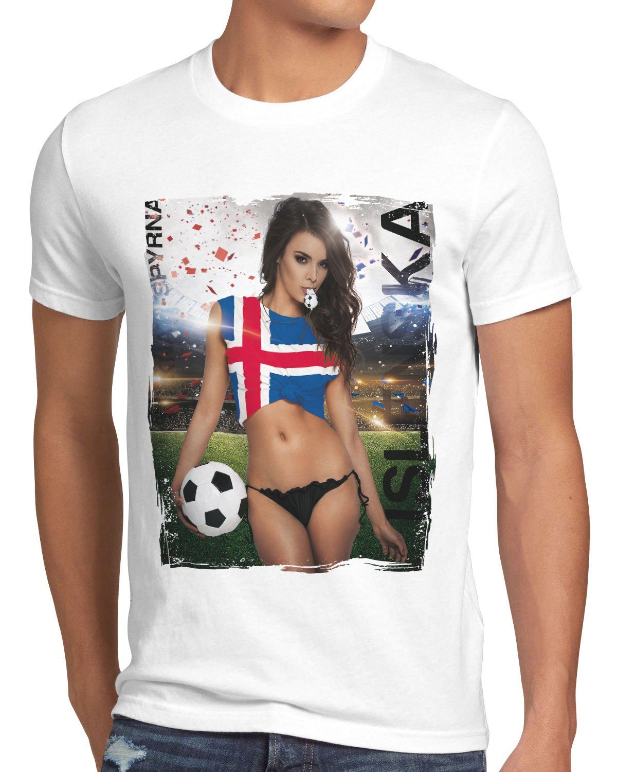 style3 Print-Shirt Herren T-Shirt EM 2022 Soccer Girl Deutschland Fußball Trikot Germany Weiss