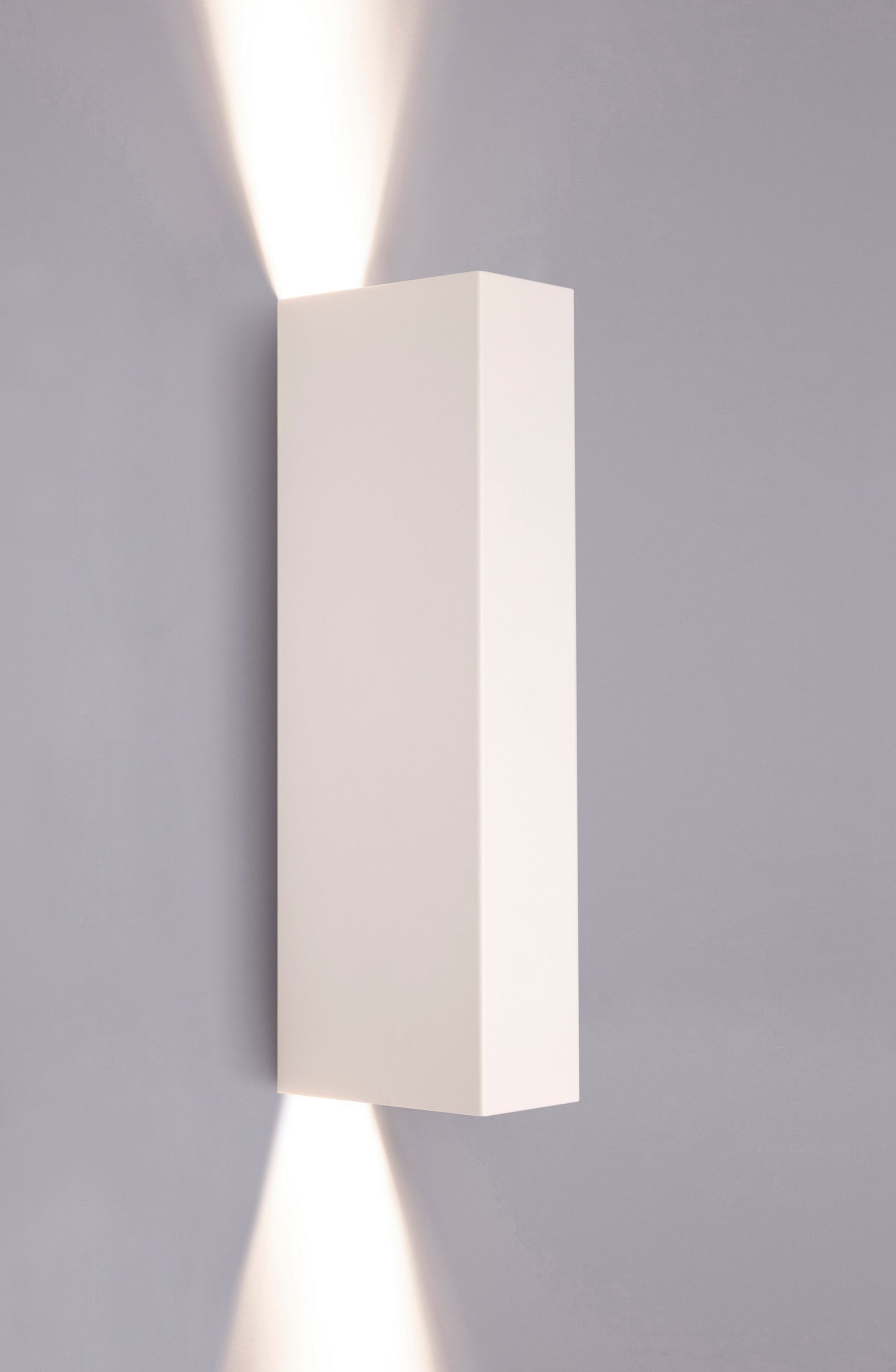 Licht-Erlebnisse Wandleuchte MALMO, ohne Leuchtmittel, Wandlampe Weiß Metall G9 Modern Minimalistisch Wohnzimmer
