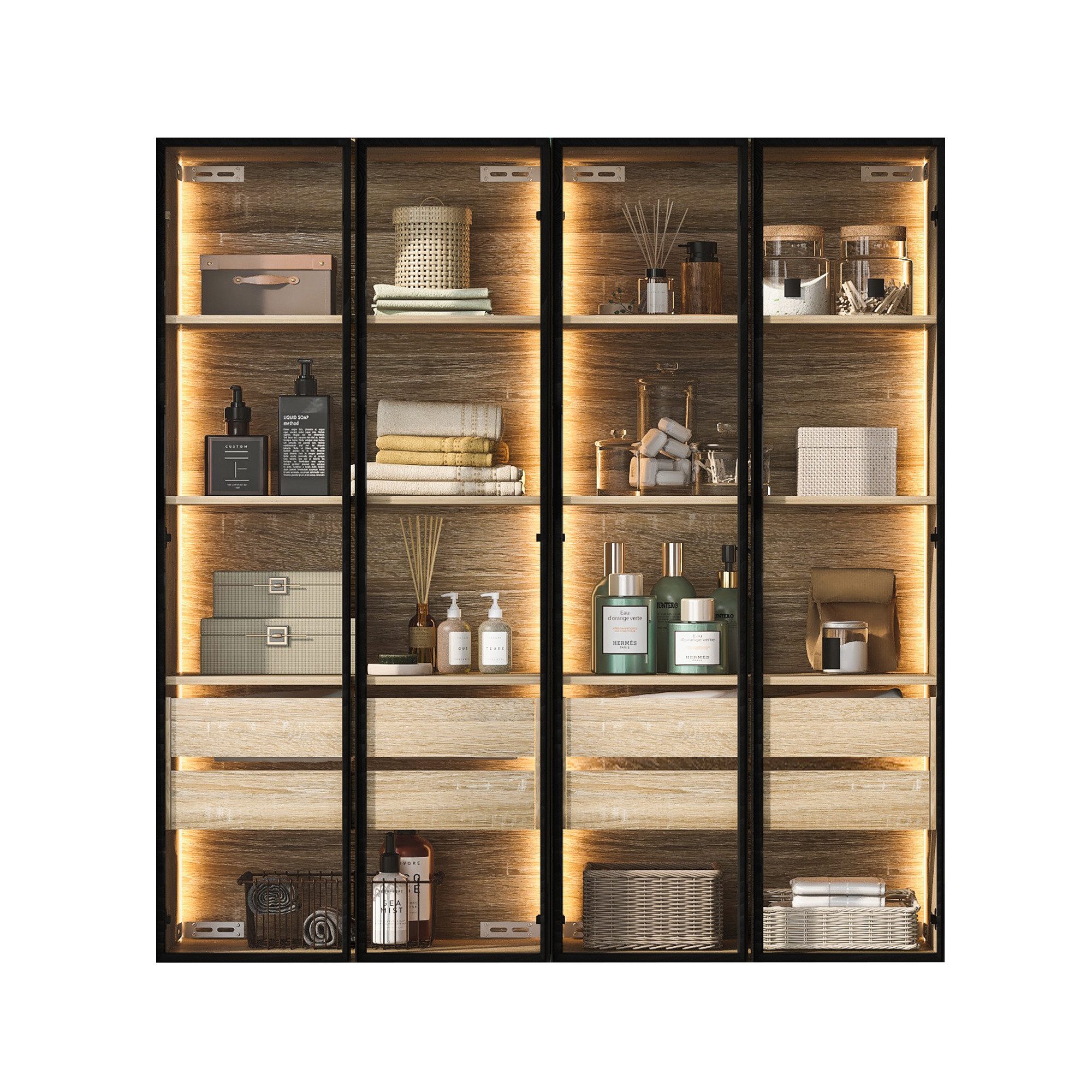Merax Vitrine mit Glastüren (2-St) Badezimmerschrank günstig online kaufen