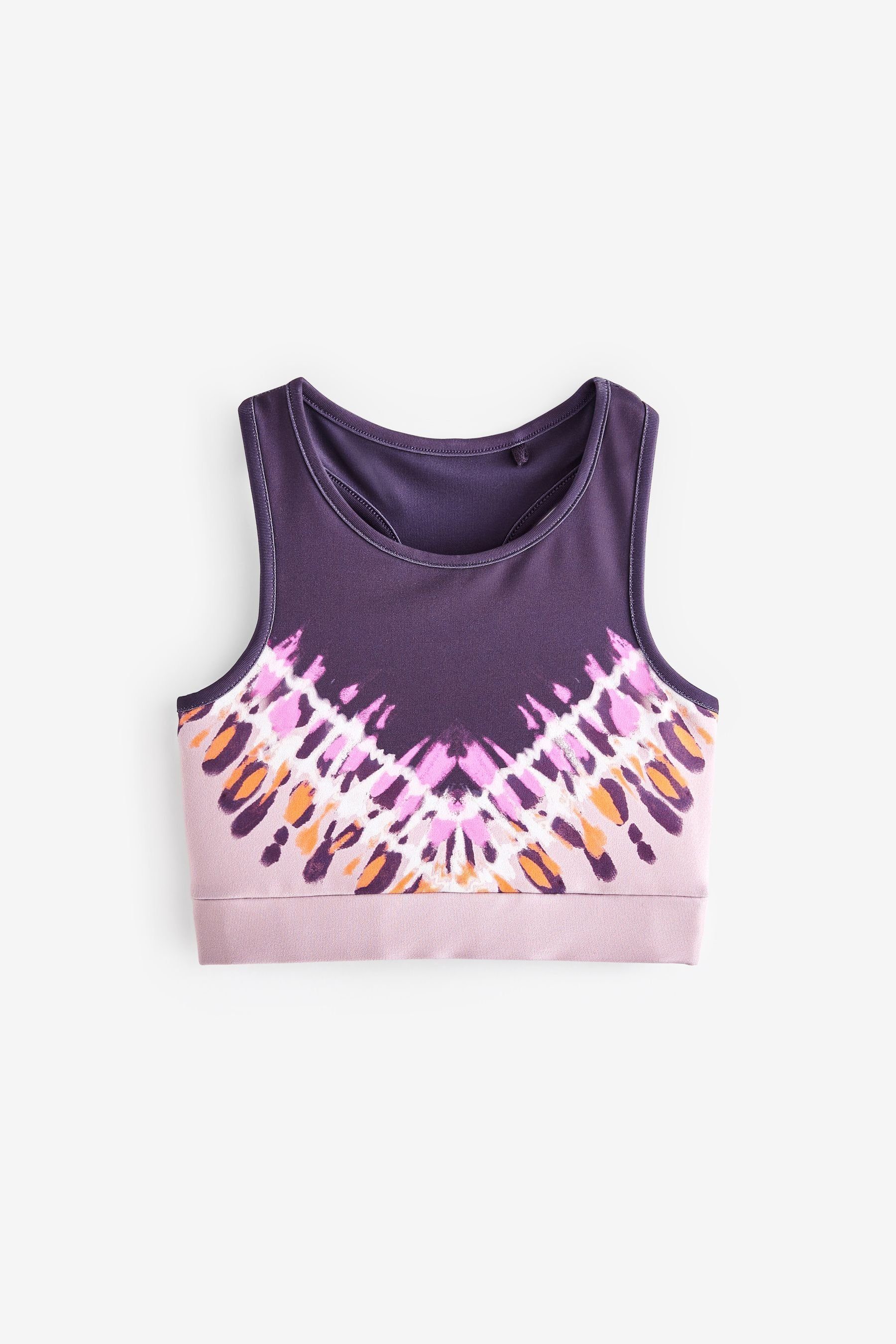 Next Crop-Top Kurzes Sport-Top (1-tlg) Pink/Purple Tie Dye Print