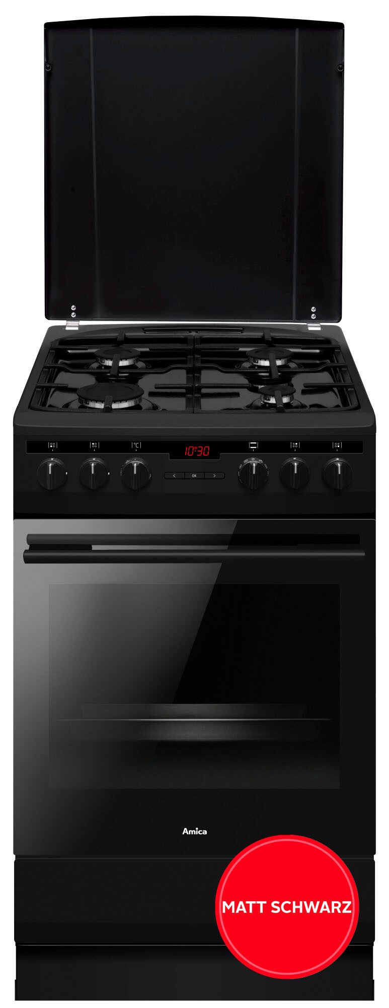 Amica Gas-Standherd SHEG 904 000 SM, Steam Clean, Komfortables Kochen und Backen mit bequemer Handhabung