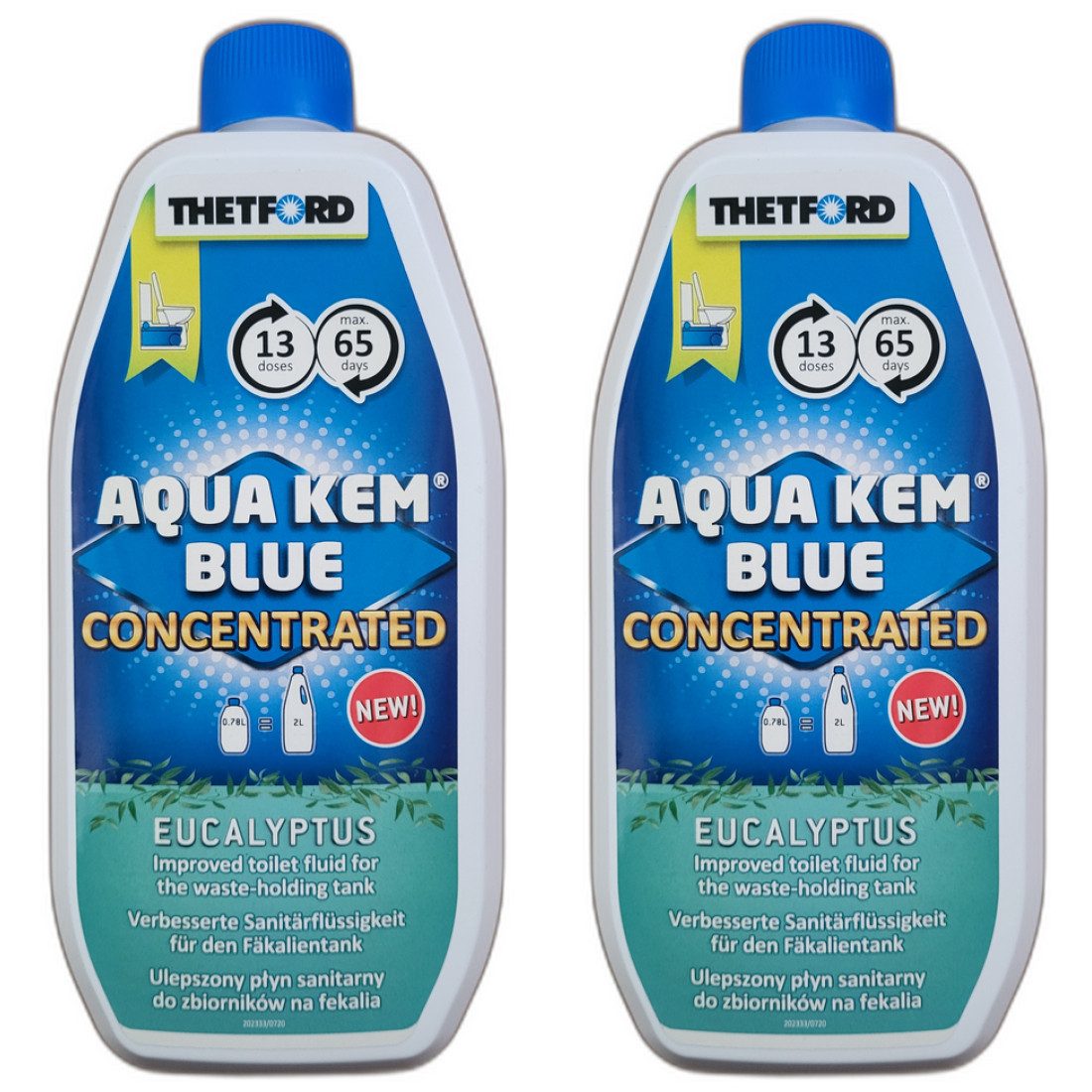 2 x Thetford Aqua Kem Blue Konzentrat Eucalyptus Toilettenflüssigkeit Campingtoilettenreiniger