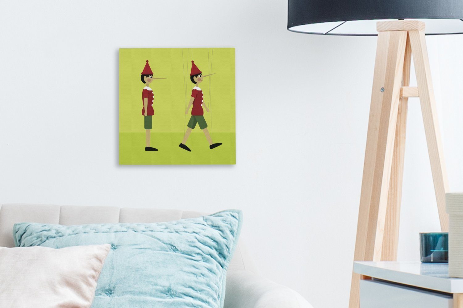 OneMillionCanvasses® Leinwandbild Eine Schlafzimmer Pinocchio, St), (1 von Illustration Leinwand Bilder für Wohnzimmer
