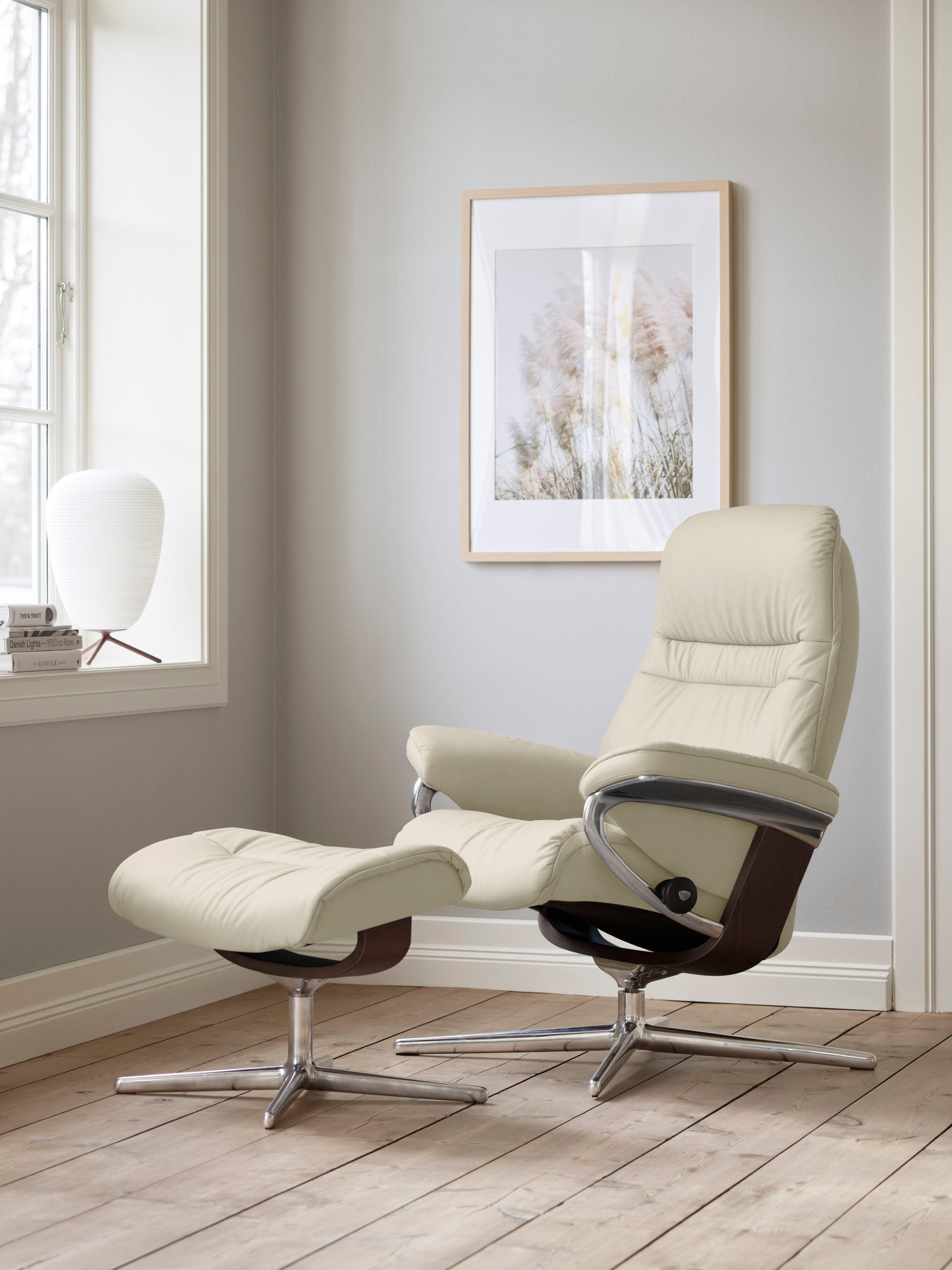 Stressless® Fußhocker Sunrise, mit Cross Base, Größe S, M & L, Holzakzent Braun