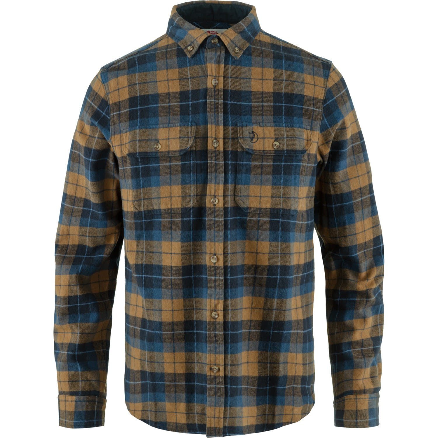 Fjällräven Langarmshirt Fjällräven M Singi Heavy Flannel Shirt Herren Dark Navy - Buckwheat Brown