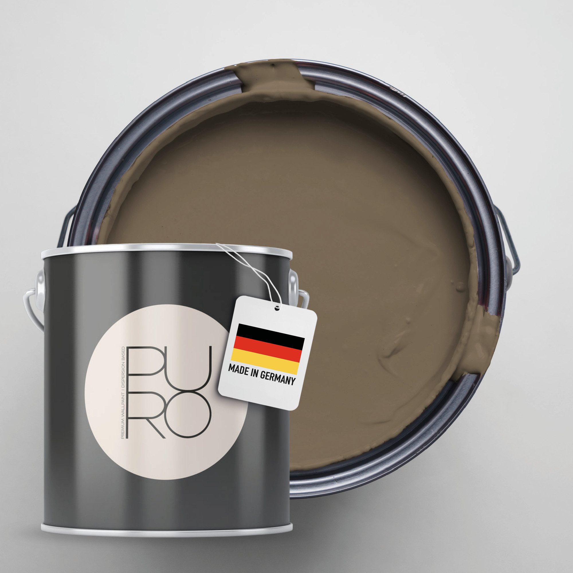 A.S. Création Wandfarbe Premium Innenwandfarbe PURO Tuchmatt soothing brown, ideal für Wohnzimmer, Schlafzimmer, Flur und Küche, Farbwelt Braun