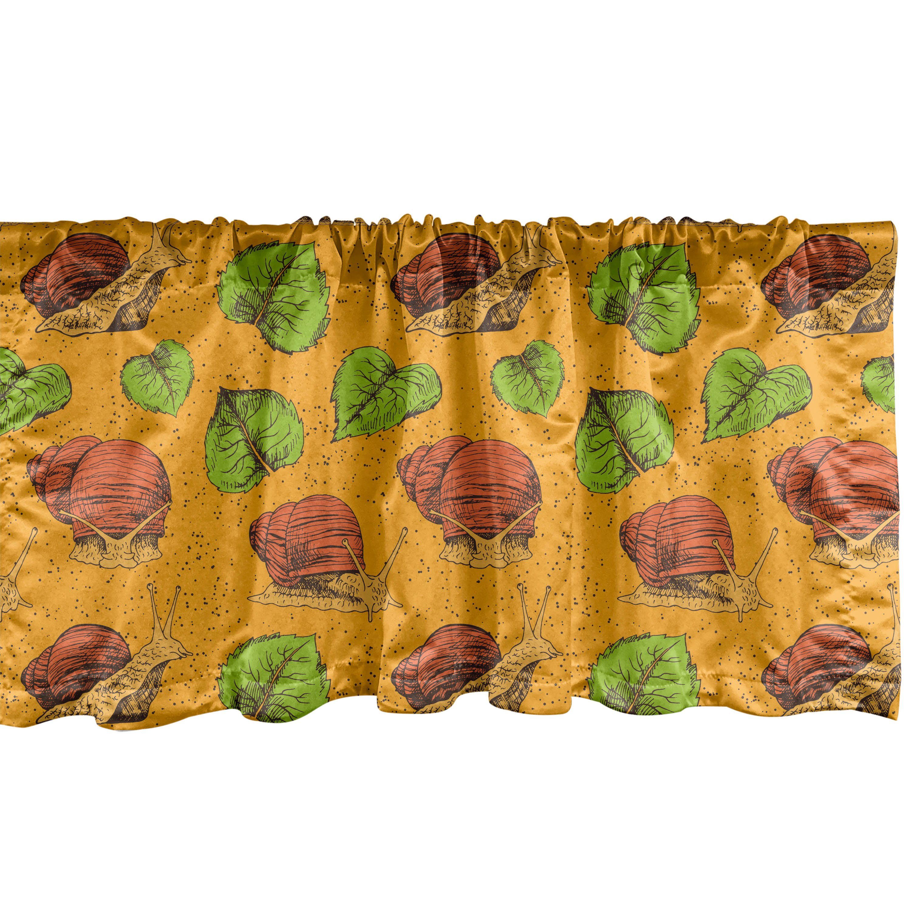 Scheibengardine Vorhang Volant für Küche Mollusken Schlafzimmer mit Herbst Blätter Stangentasche, und im Microfaser, Schnecke Dekor Abakuhaus