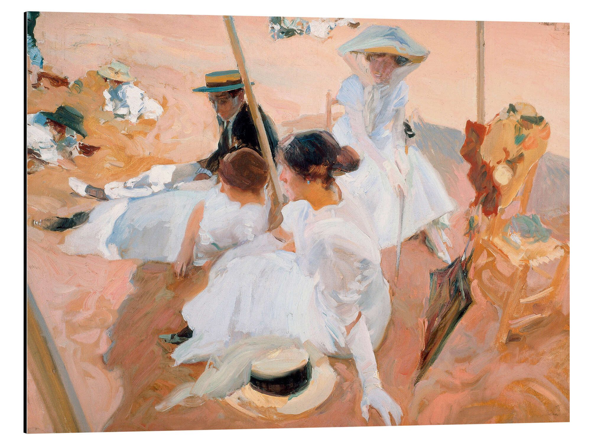 Posterlounge Wandbild Unter dem Sonnenschirm, am Strand in Zarautz, 1905, Joaquín Sorolla y Bastida, erhältlich als Poster, Leinwandbild, Wandsticker oder Acrylglasbild