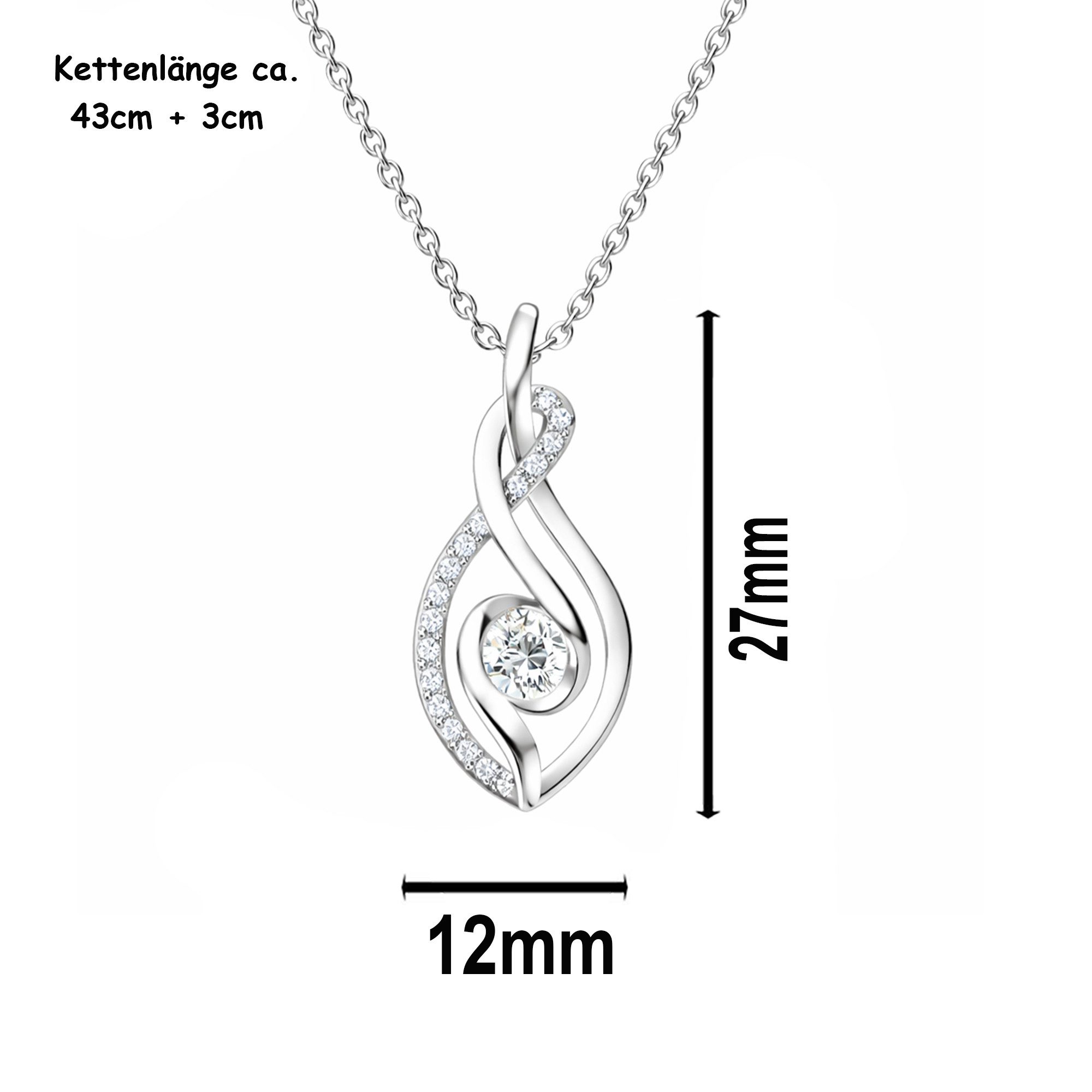 Limana Kette mit Anhänger Elegante 925 Silber Halskette zeitlose Form in fließender Harmonie (Silberschmuck Schmuck inkl. Dose), Halskette Geschenk für Damen Fr – Bild 5 von 5