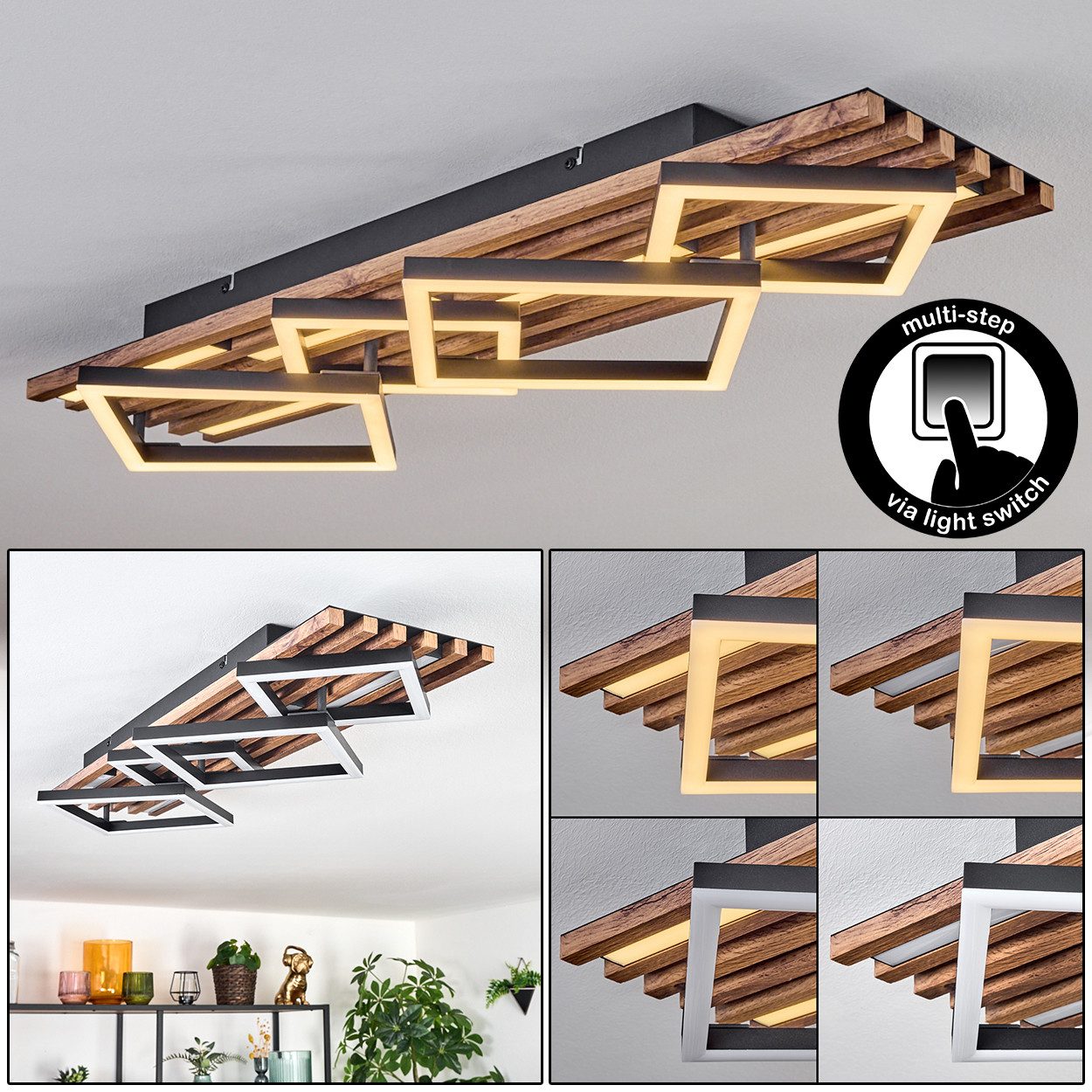 hofstein Deckenleuchte Deckenlampe aus Metall/MDF/Kunststoff, ohne günstig online kaufen