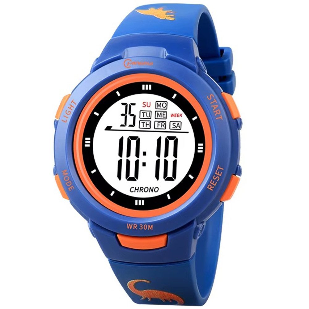 K&L Wall Art Digitaluhr Kinder Armbanduhr Dinosaurier Silikonuhr für Jungen Mädchen, Licht, Wecker, Wochentag, Stoppuhr, Silikonarmband, 3ATM