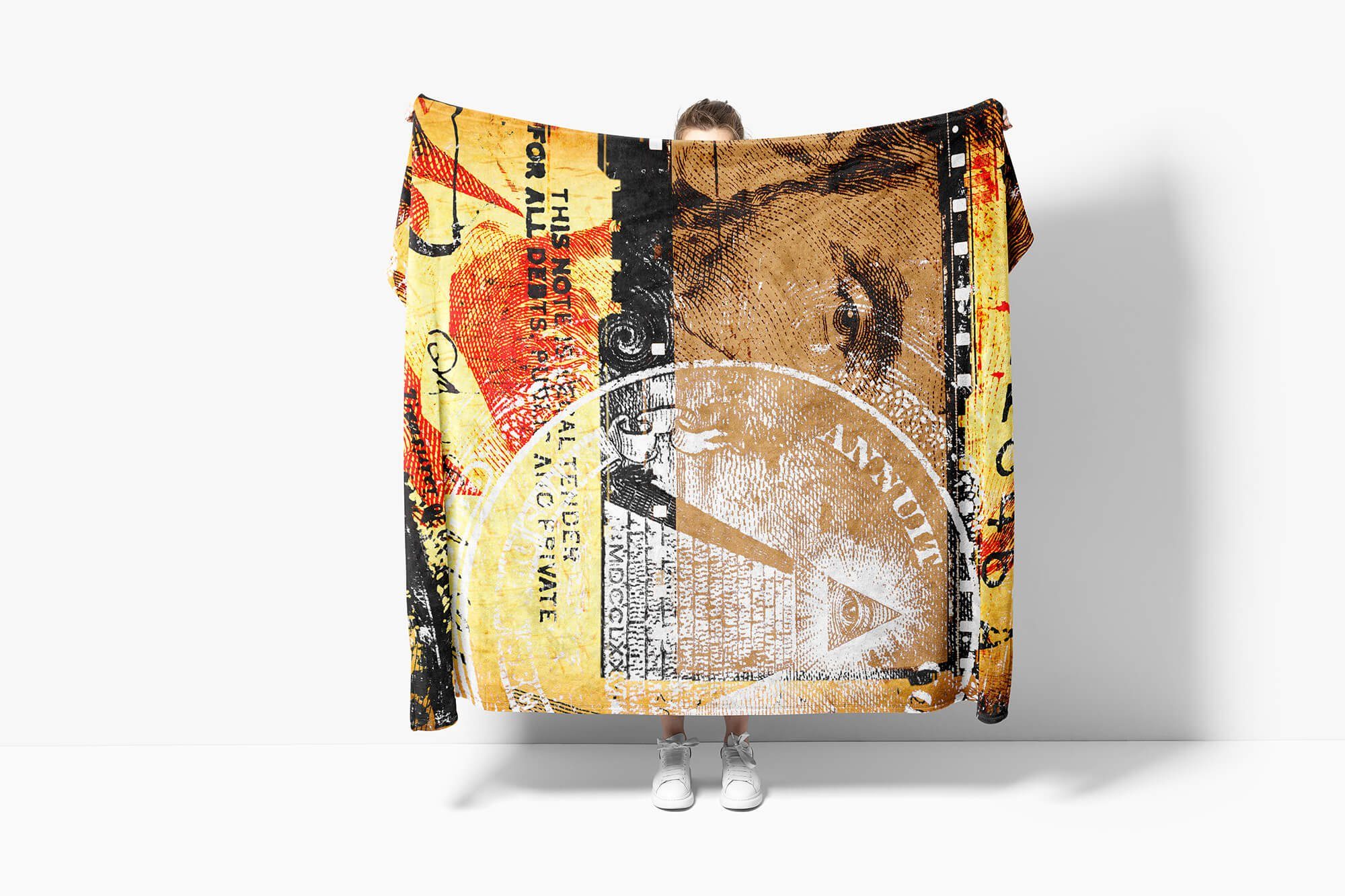 Fotomotiv Art Handtuch Handtuch Saunatuch Nahau, (1-St), Handtücher Baumwolle-Polyester-Mix mit Kuscheldecke Strandhandtuch Dollarschein Sinus