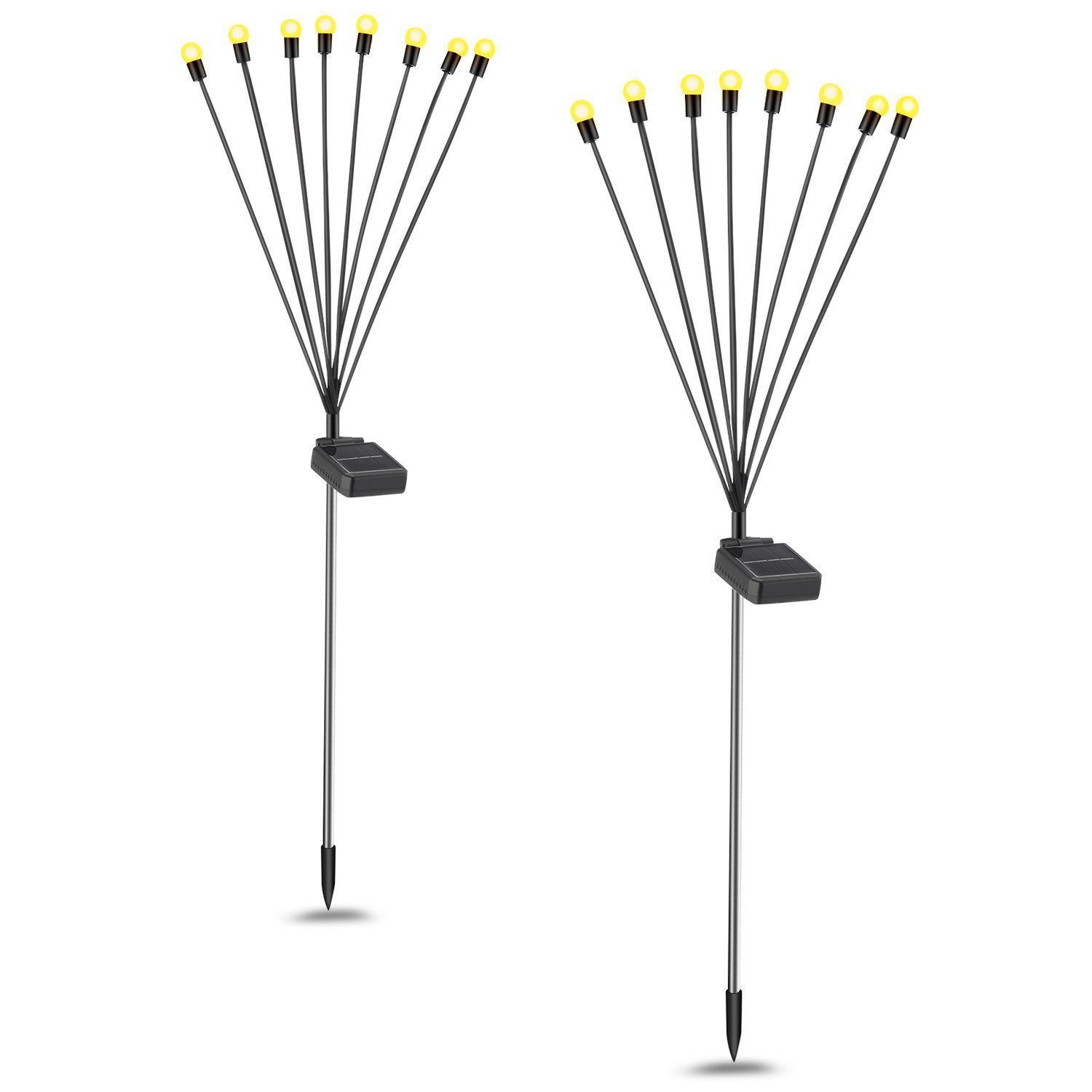 LED Solarleuchte 2 Pack Solarbetriebene Glühwürmchen Leuchte, Solar Garten Steckleuchte