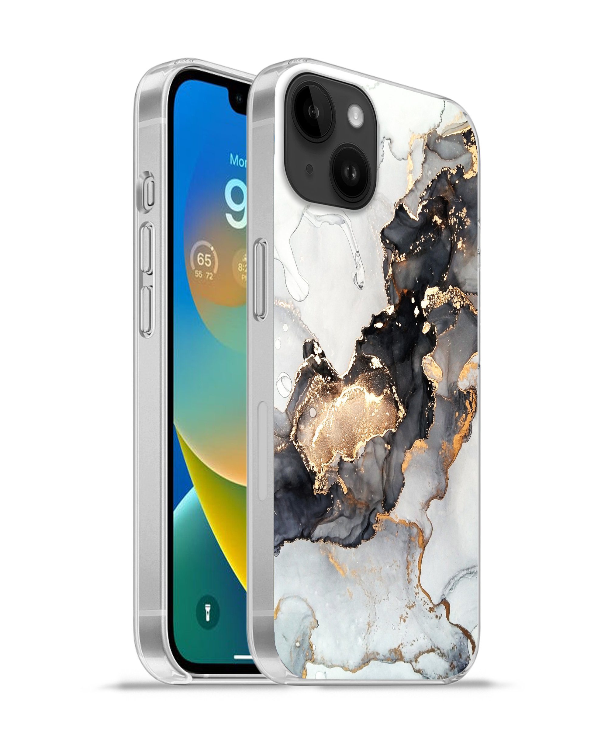 Handyhülle für Apple iPhone 14 Plus Marmor - Schwarz - Weiß - Gold - Luxus - Abst