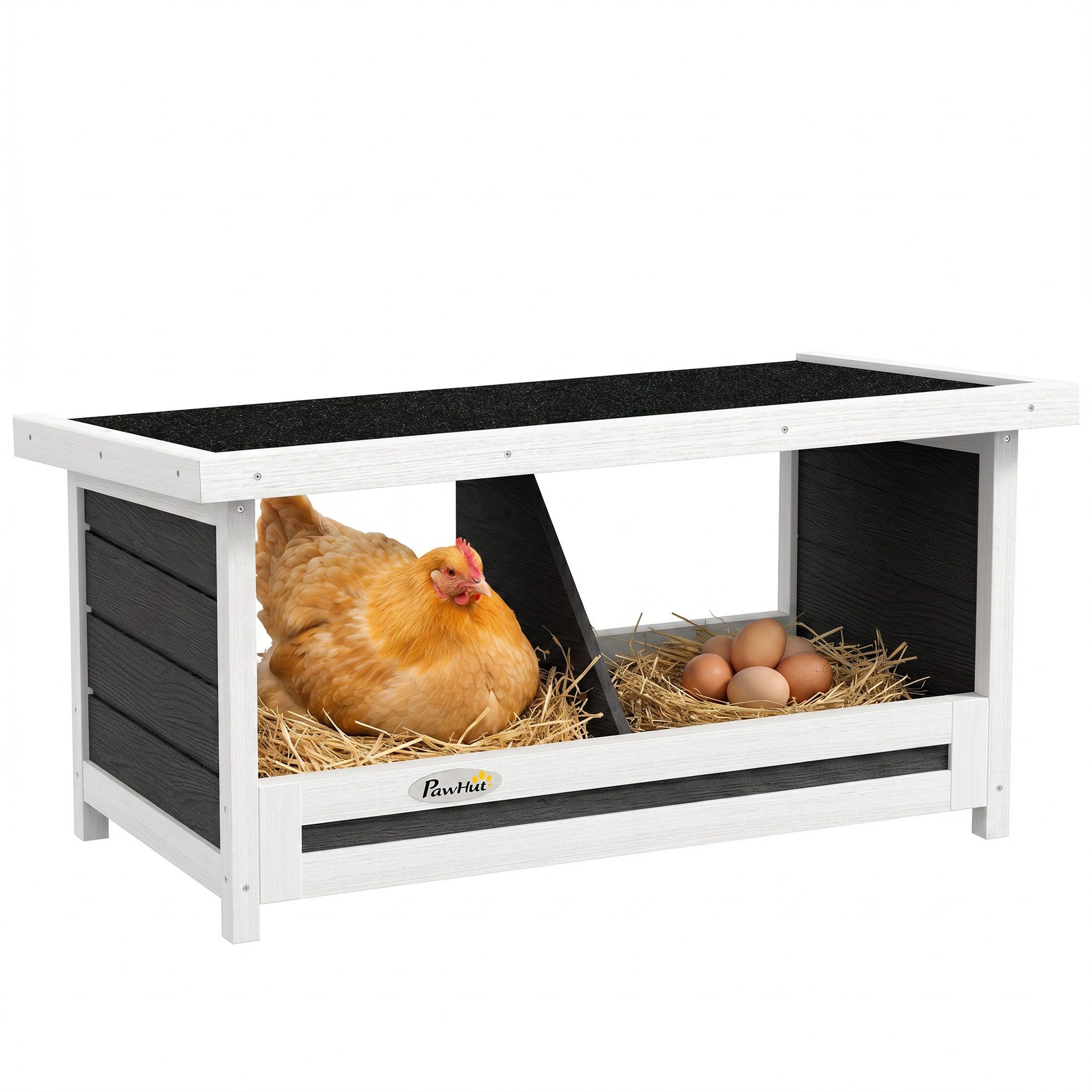 PawHut Nistkasten Legenest für Hühner Hühnernest aus Tannenholz, für Hühner, 66 x 37 x 34 cm, Grau