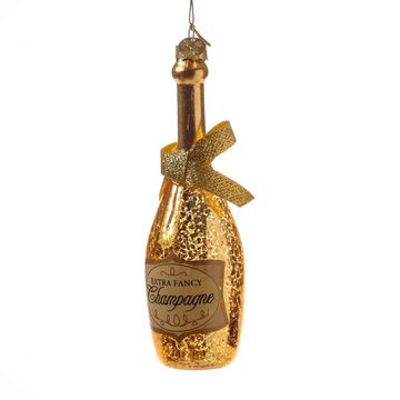 MARELIDA Christbaumschmuck Weihnachtsbaumschmuck CHAMPANGER Flasche Glas H: 13,5cm gold