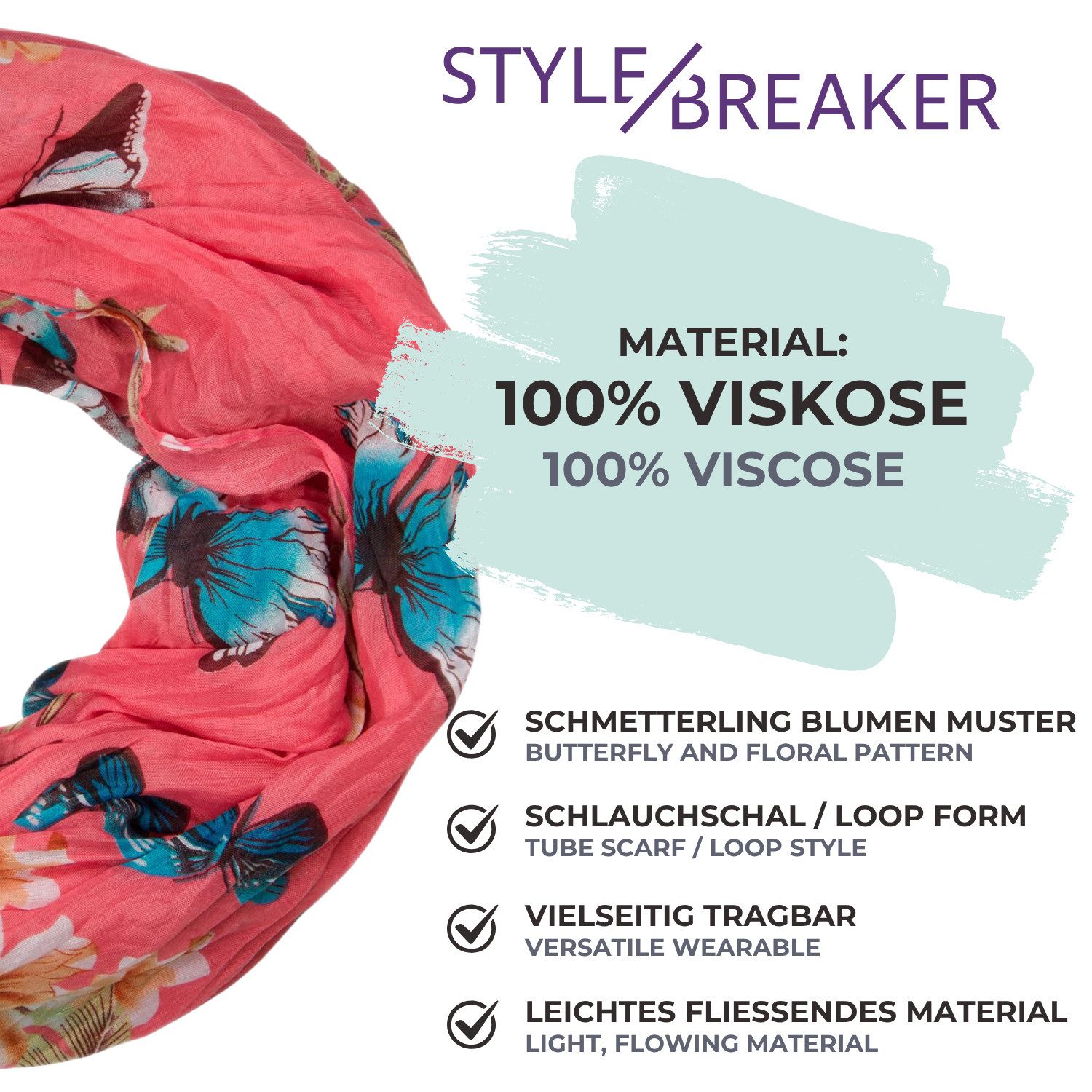 styleBREAKER Loop Loop mit Schmetterling Blumen Print, (1-St)
