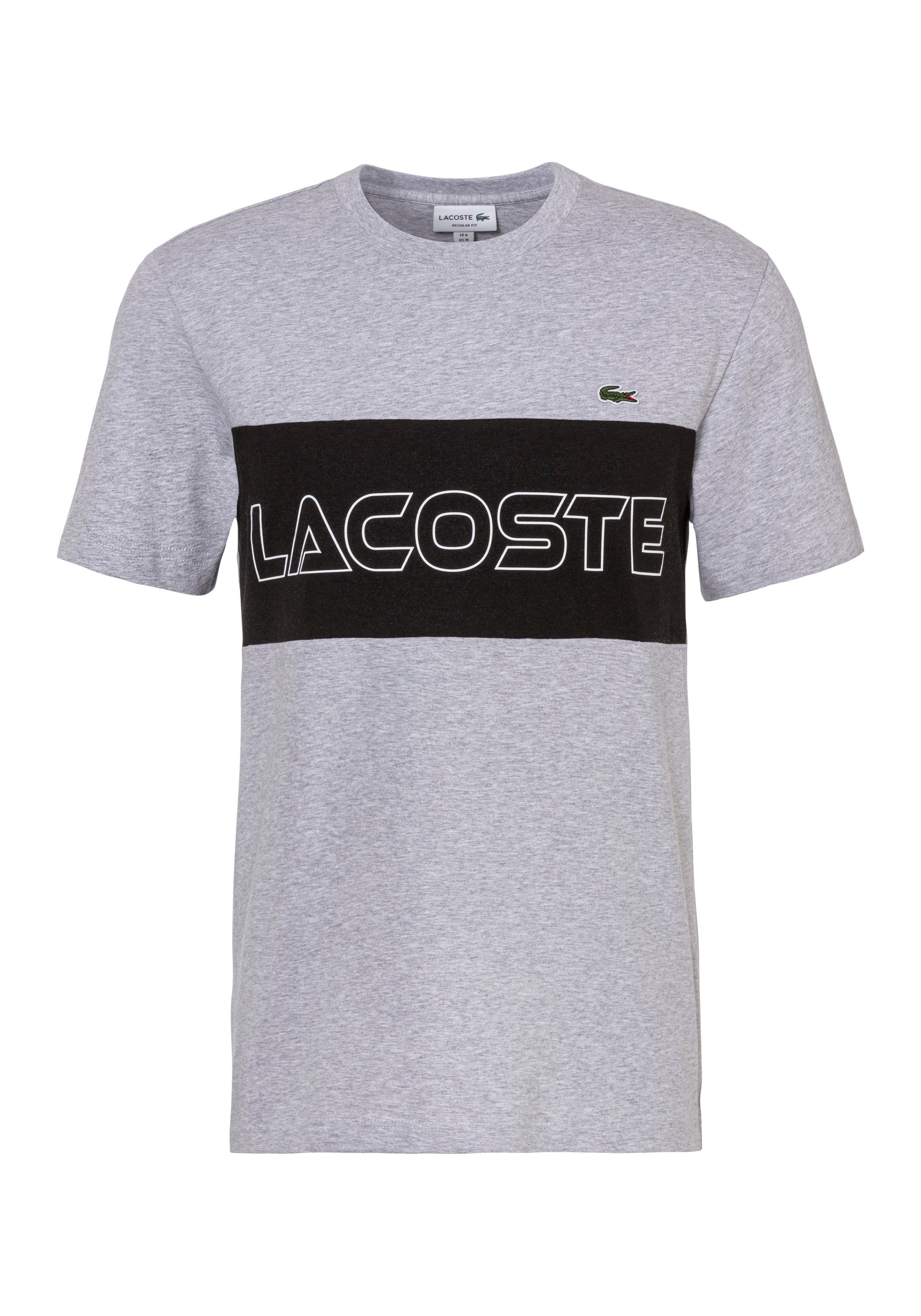 Lacoste T-Shirt T-SHIRT mit großem Print auf der Brust SILVER CHINE/BLACK | T-Shirts