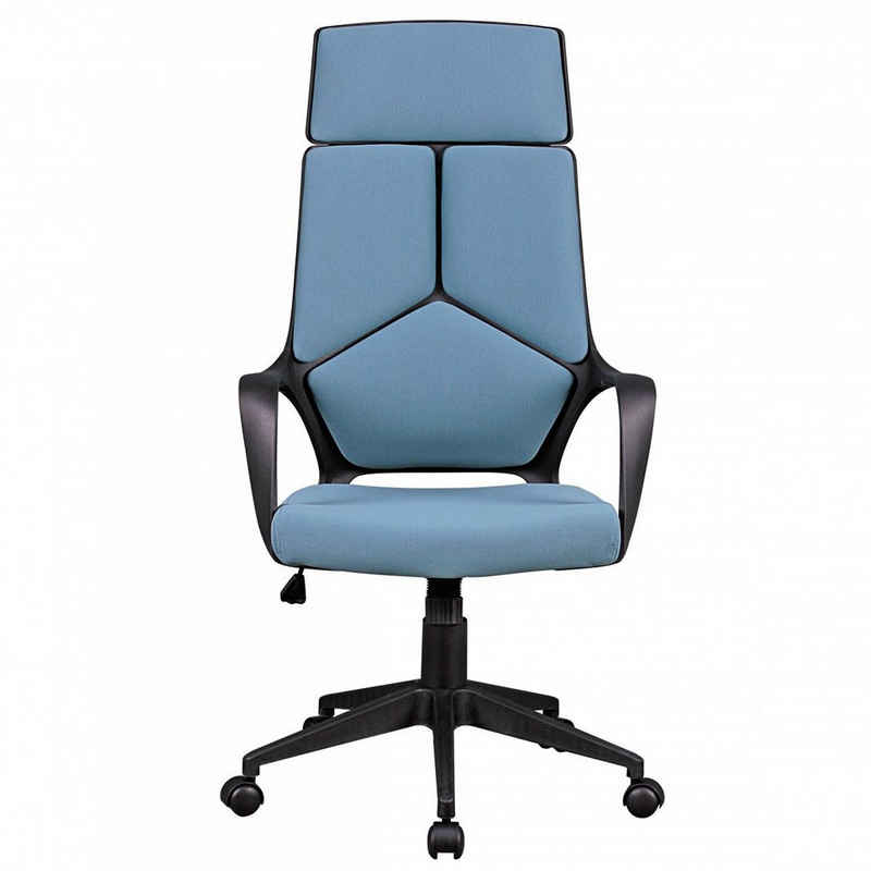 Amstyle Chefsessel »SPM1.331« (Blau Stoff, Drehstuhl mit Kopfstütze Modern), Bürostuhl mit Armlehne, Schreibtischstuhl Drehbar