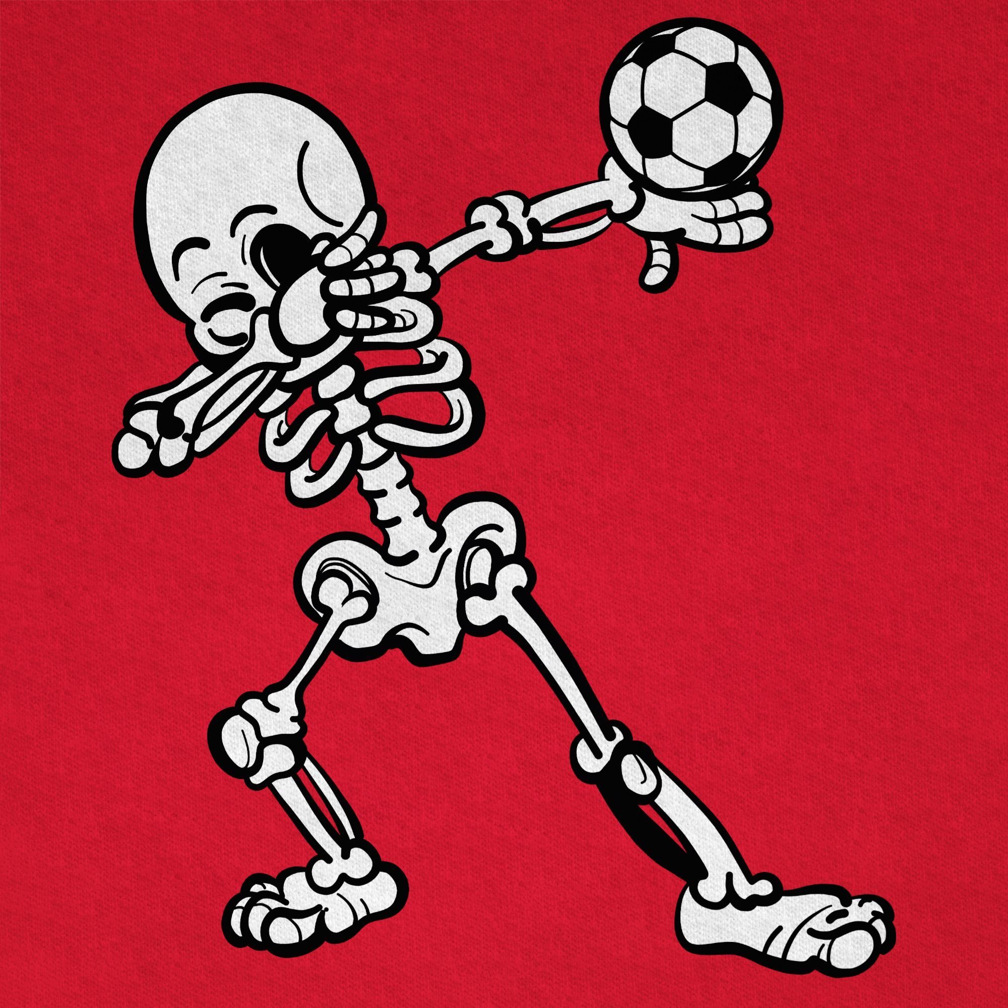 Shirtracer T-Shirt Dabbendes Skelett mit Fussball (1-tlg) Kinder Sport Kleidung