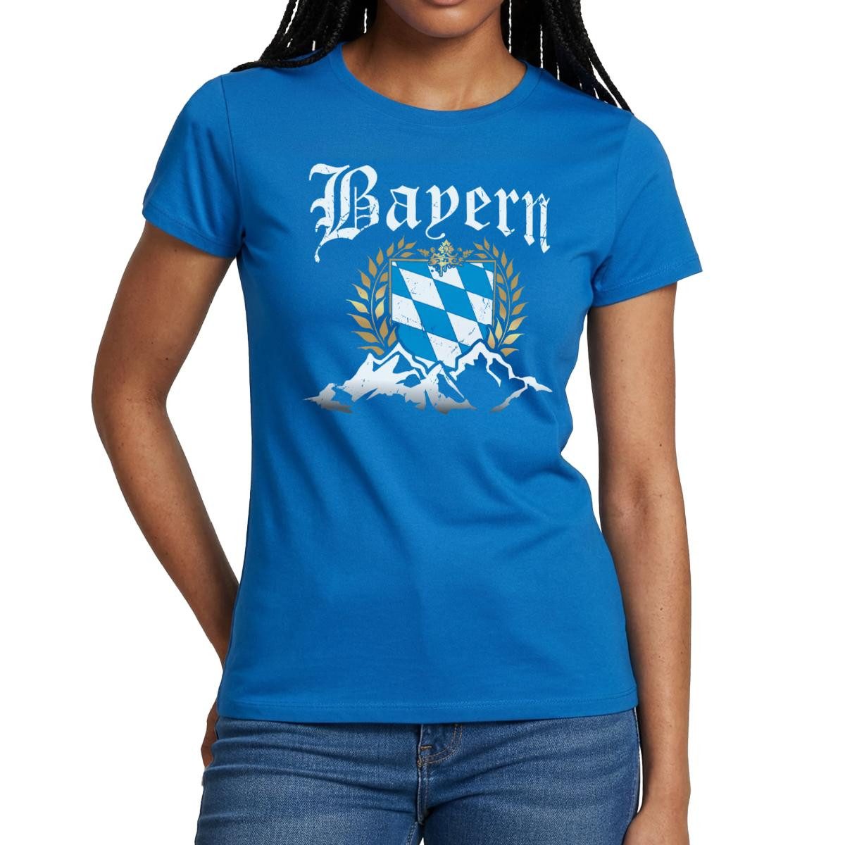Spreadshirt T-Shirt Bayern Wappen Vintage Look Frauen T-Shirt (1-tlg) Slim Fit, fällt klein aus
