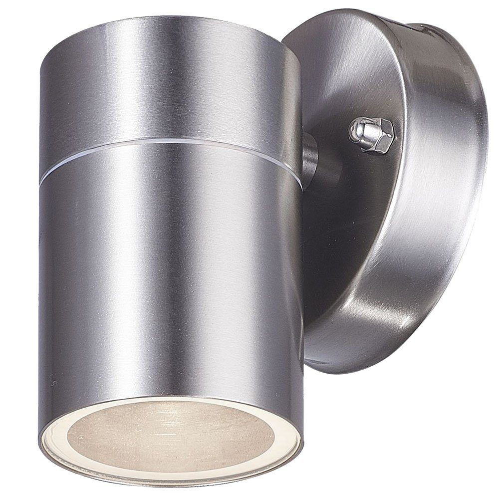 Harms Import Außen-Wandleuchte, Leuchtmittel nicht inklusive, Design Wand Lampe Fassaden Außen Beleuchtung Edelstahl Garten Down