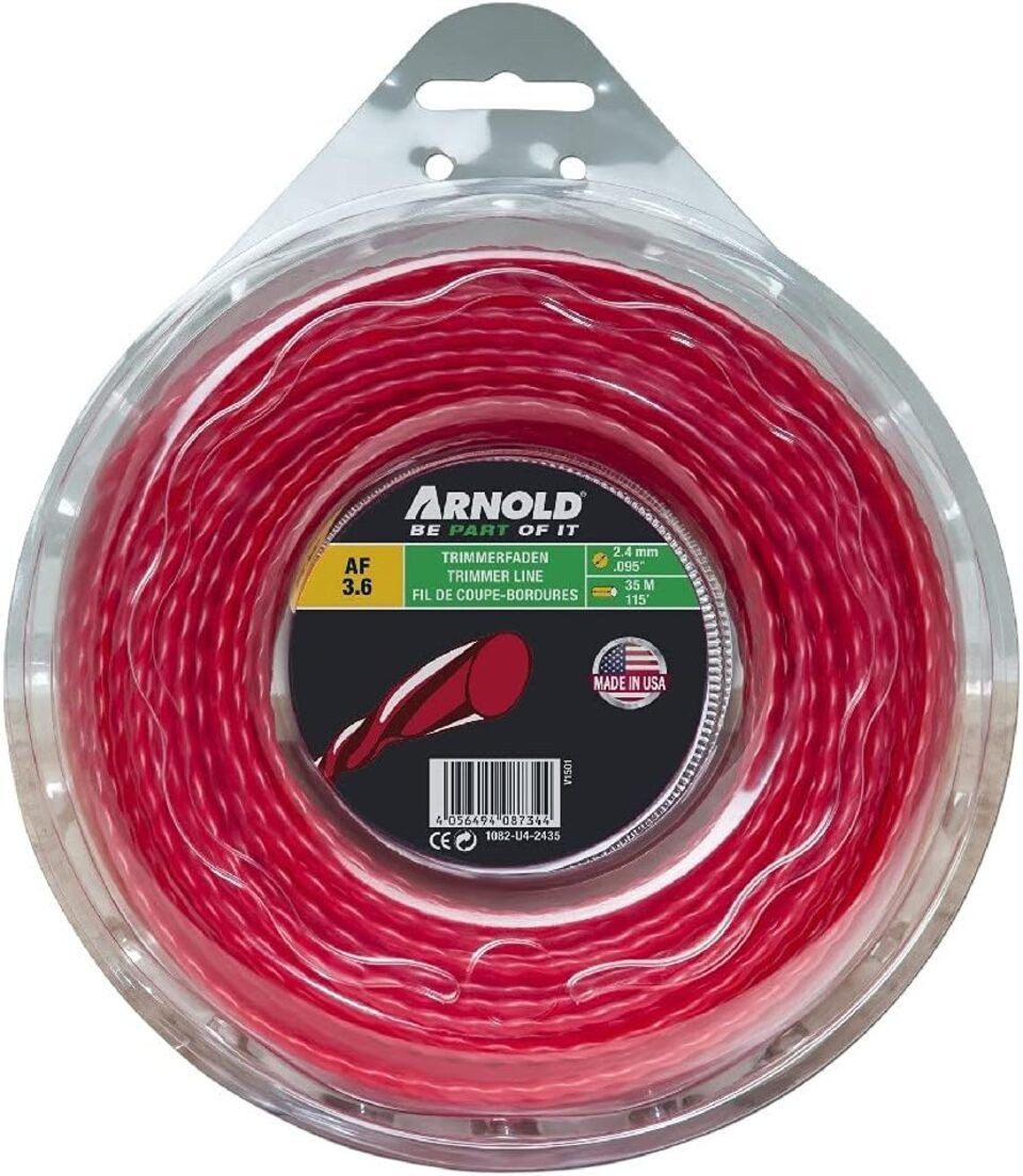 Arnold Trimmerfaden 1082-U4-2435 Trimmerfaden AF 3,6, 2,4mm x 35m, rot, rund, gedreht, (1-St)