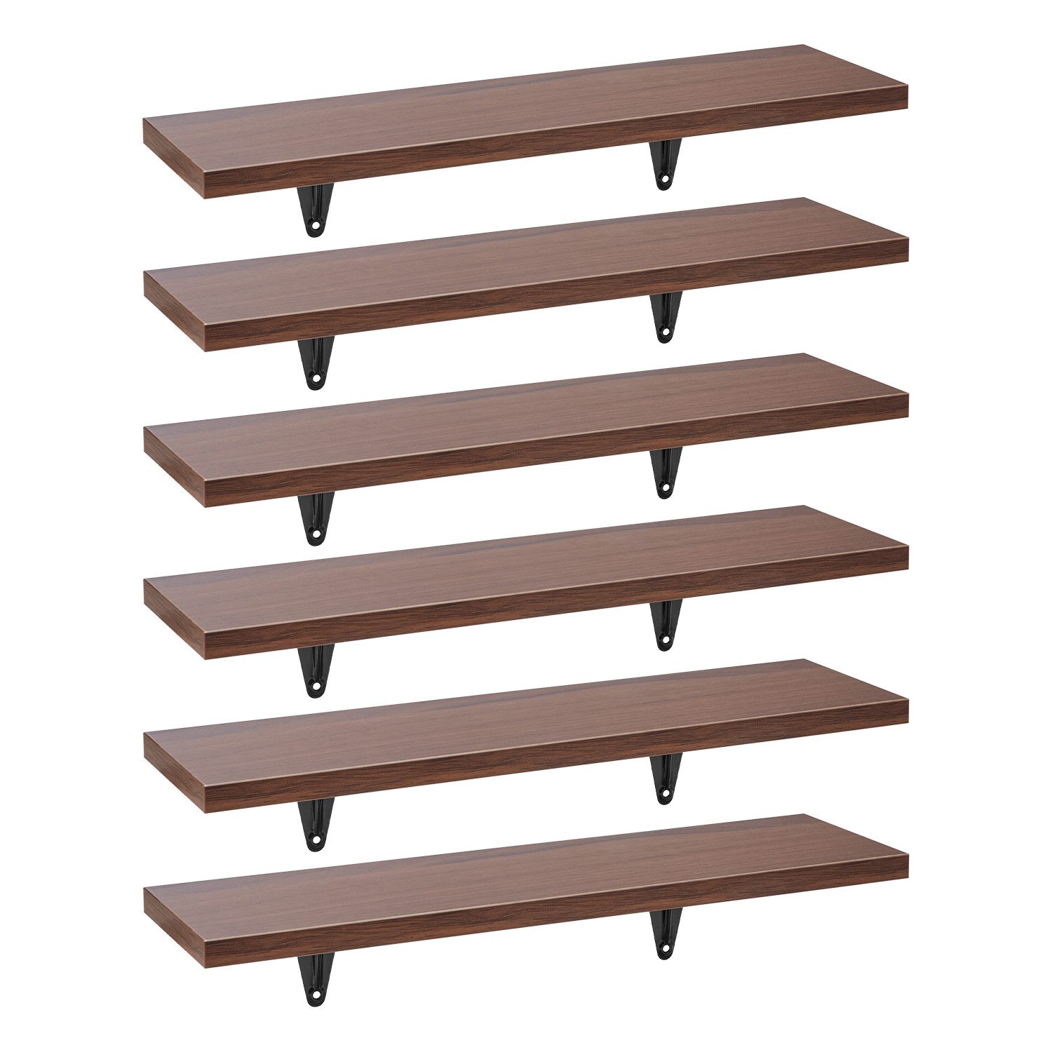 Maclean Wandregal MC-331, 6-tlg., Wandregal 43 cm Satz von 6 Stück Nussbaum günstig online kaufen