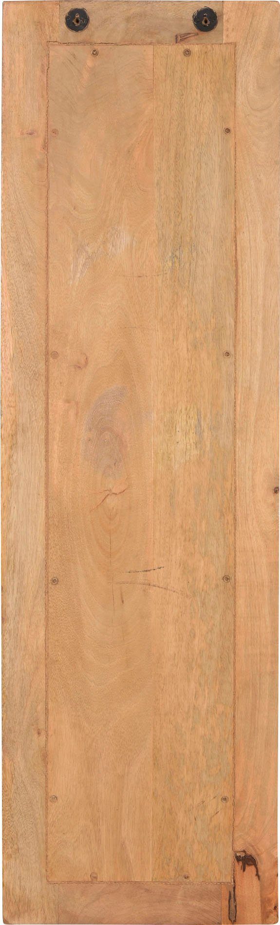 SIT Garderobenpaneel CANE Mangoholz mit Rattan-Einsatz & 4 Doppelhaken, Trendiger Rattan-Einsatz im Massivholzrahmen für Boho-Flair