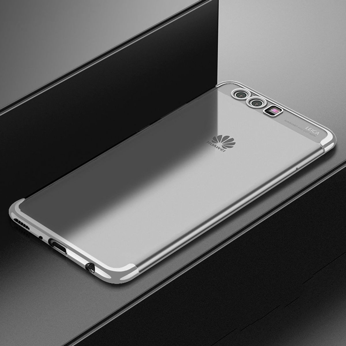 König Design Handyhülle Huawei P10, Huawei P10 Handyhülle Backcover Silber