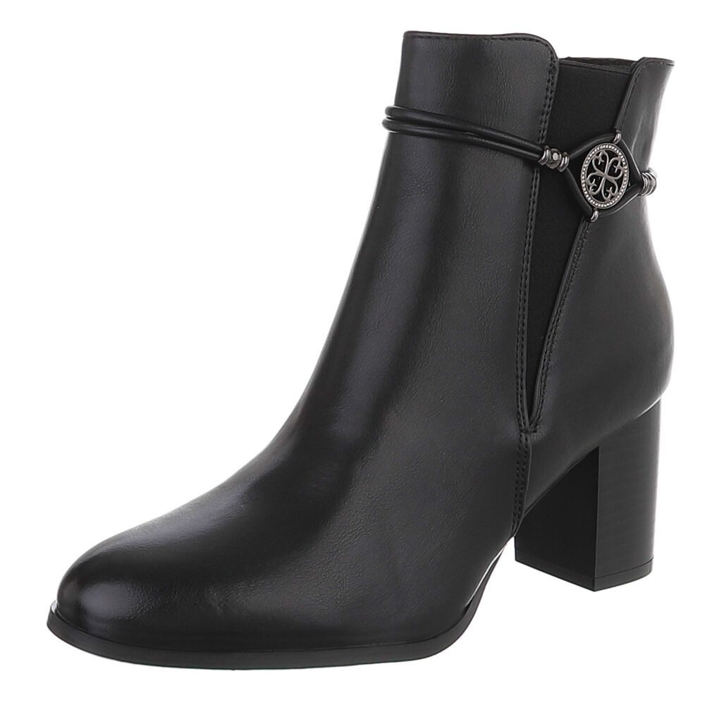 Ital-Design Damen Stiefelette mit Blockabsatz und Zierelement Stiefelette (92497479) Blockabsatz Stiefeletten in Schwarz