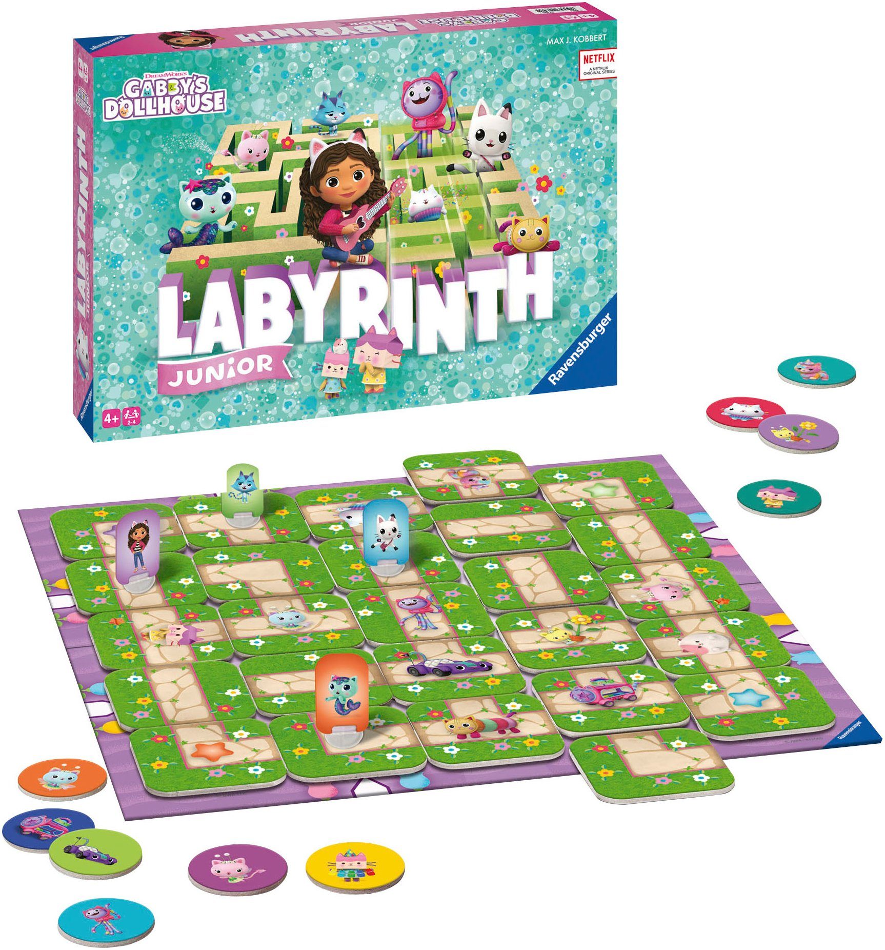 Ravensburger Spiel Gabby's Dollhouse Junior Labyrinth, Familienspiel, Made in Europe