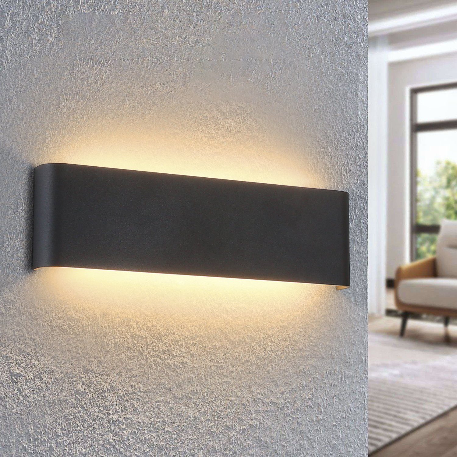 ZMH LED Wandleuchte Modern Nacht- Flurlampe Beleuchtung Metall Wohnzimmer, 1 Stück, LED fest integriert, Warmweiß, 1 Stück schwarz