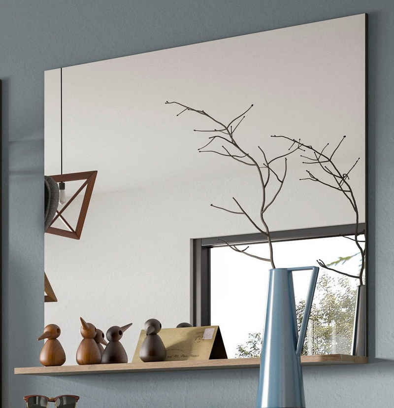 xonox.home Wandspiegel Mason (Garderobenspiegel Nox Eiche und Basalt grau, 90 x 84 cm), mit Ablage