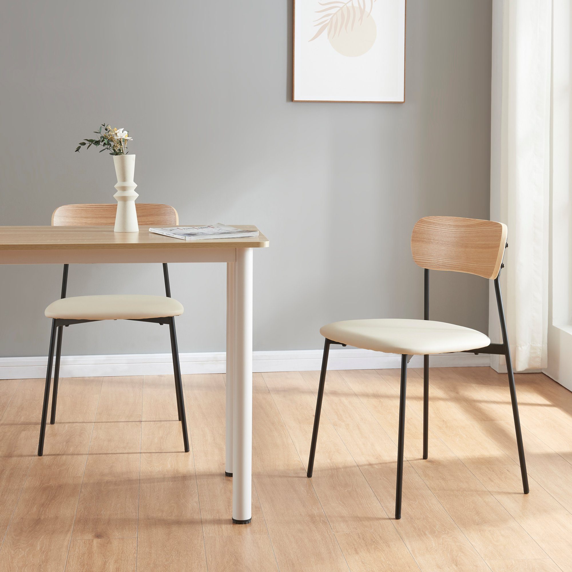 en.casa Esszimmerstuhl, »Jyväskylä« 2er Set gepolstert 78x45x48 cm Beige günstig online kaufen