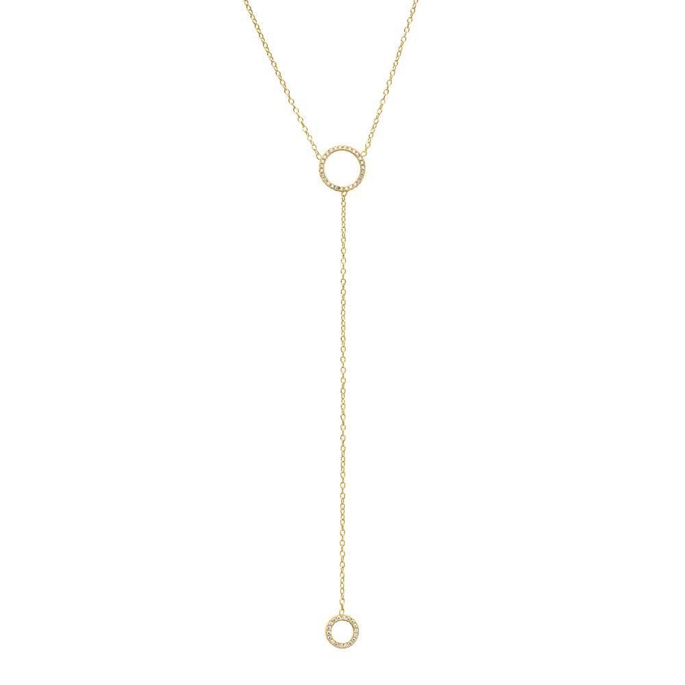 Unique Y-Kette Y-Halskette 925er Silber vergoldet Zirkonia