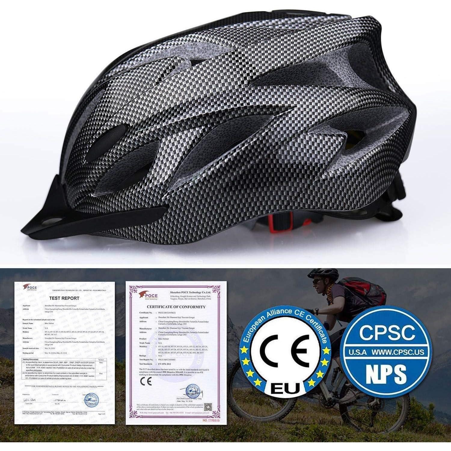 LuxusKollektion Mountainbikehelm Fahrradhelm Herren Damen Visier MTB EPS 18 Lüftung Schwarze Kohlefaser
