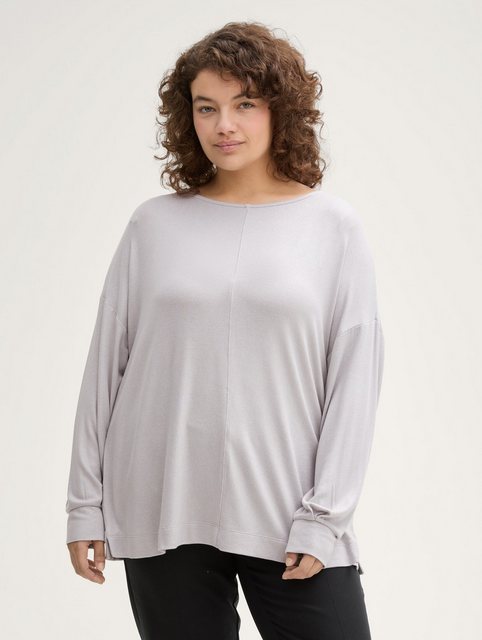 TOM TAILOR PLUS Langarmshirt Plus Size - Lockerer Pullover mit Glitzer-Effe günstig online kaufen