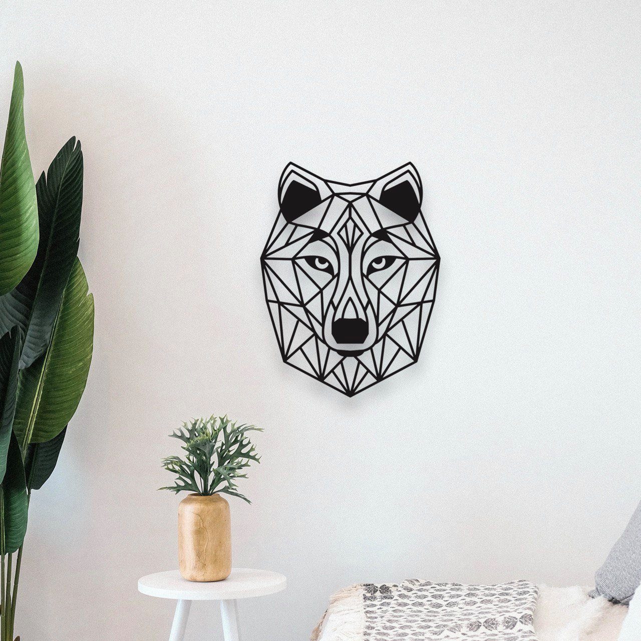 WoodFriends Wandbild aus Holz Wolf Holzschild zum Aufkleben Wölfe Wolfkopf Deko, Wandkunst Geburtstagsgeschenk Jäger Wolfliebhaber Kinderzimmer