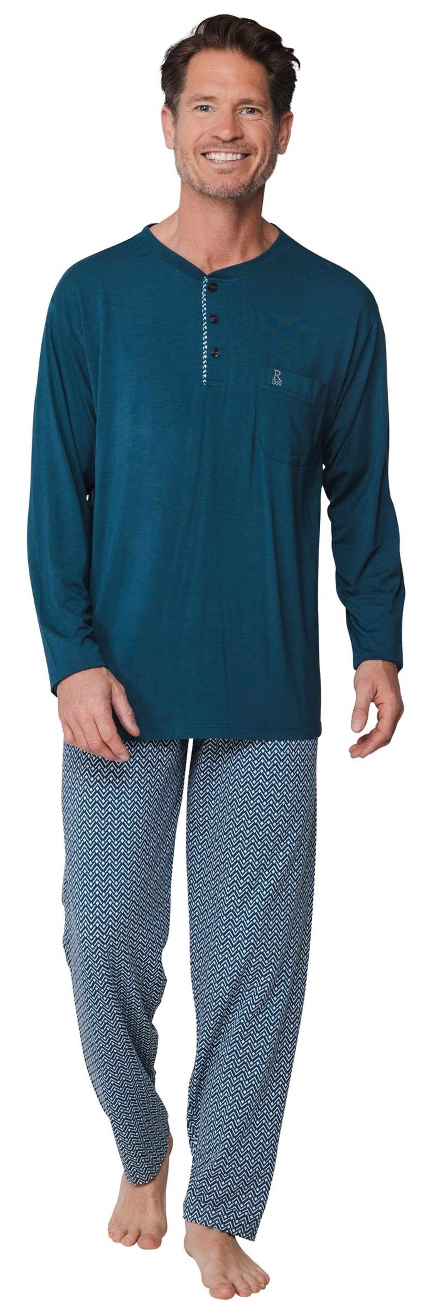 Robson Schlafanzug Herren Pyjama Knopfleiste (2 tlg) Modisches Design