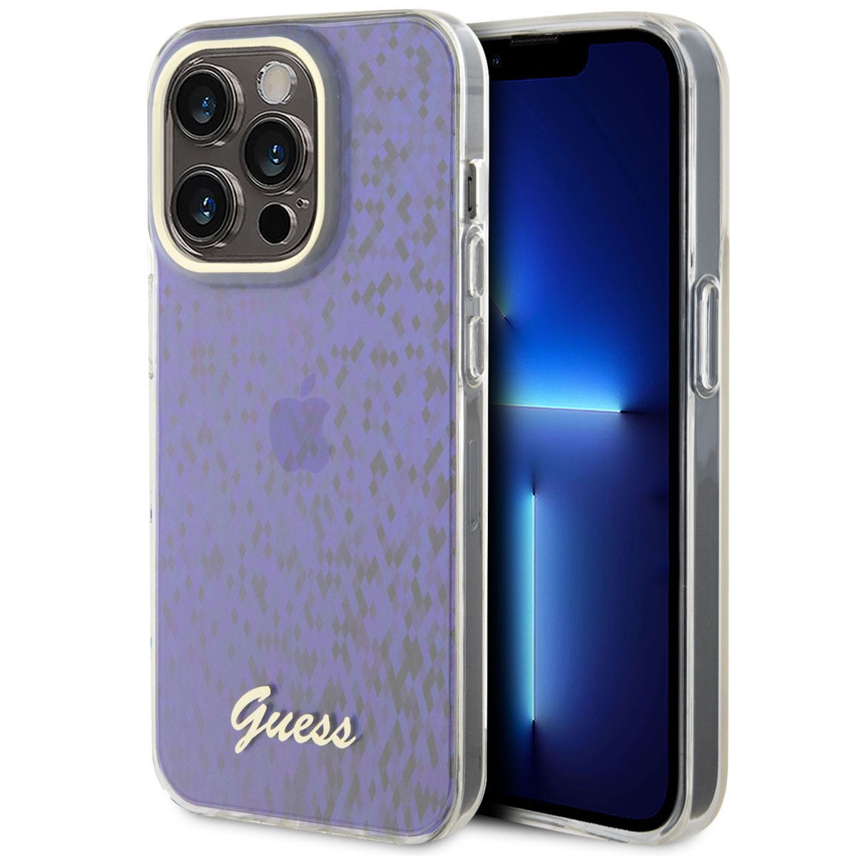 Guess Backcover Guess Faceted Mirror Back Cover für das Apple iPhone 15 Pro - Blau