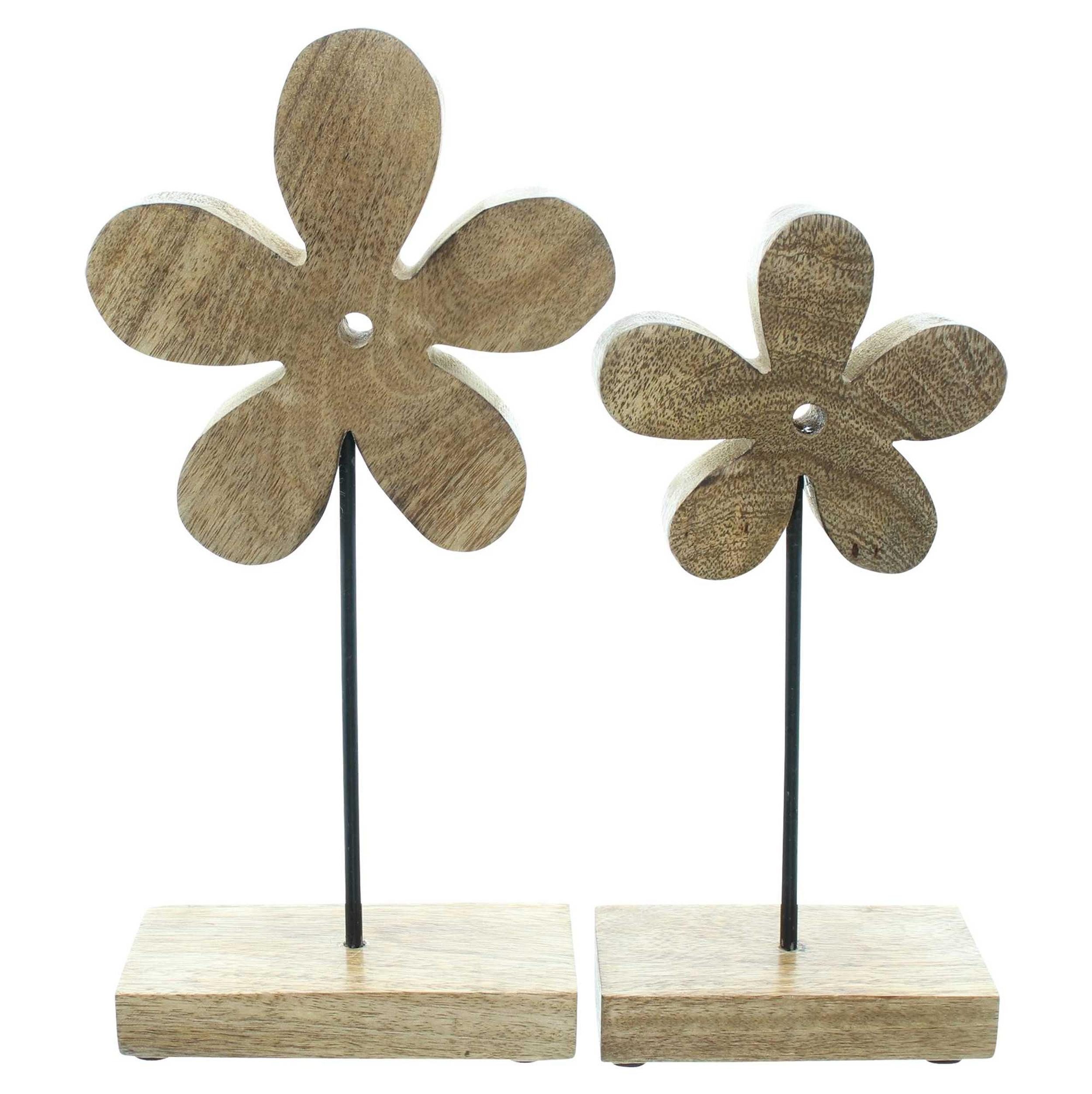 Dekofigur 2x Dekofigur Blume Mango Holz 25+30cm – Tischdeko