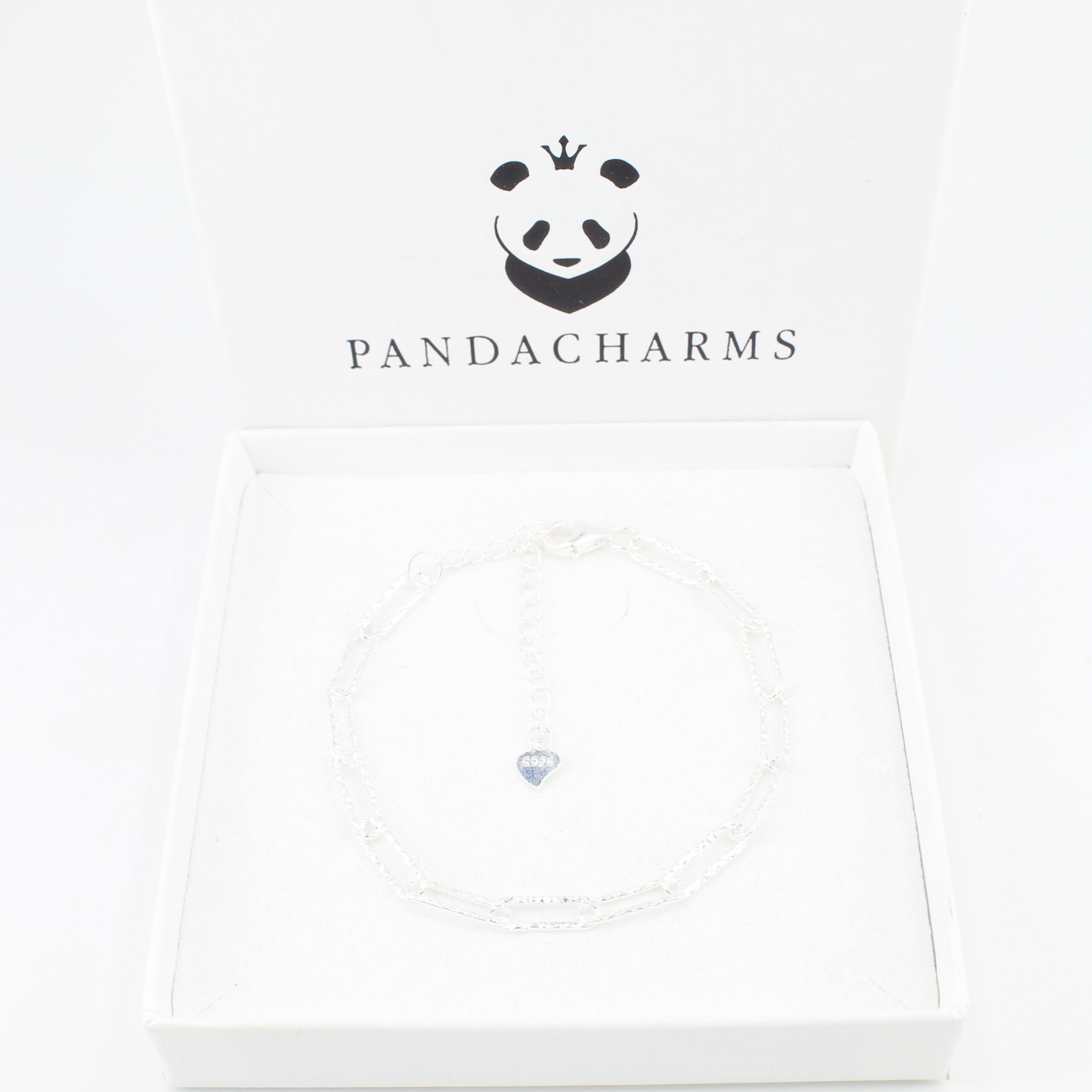 PANDACHARMS Silberarmband Große Funkelnde Gliederkette aus 925er Silber, Länge variabel 16-21cm