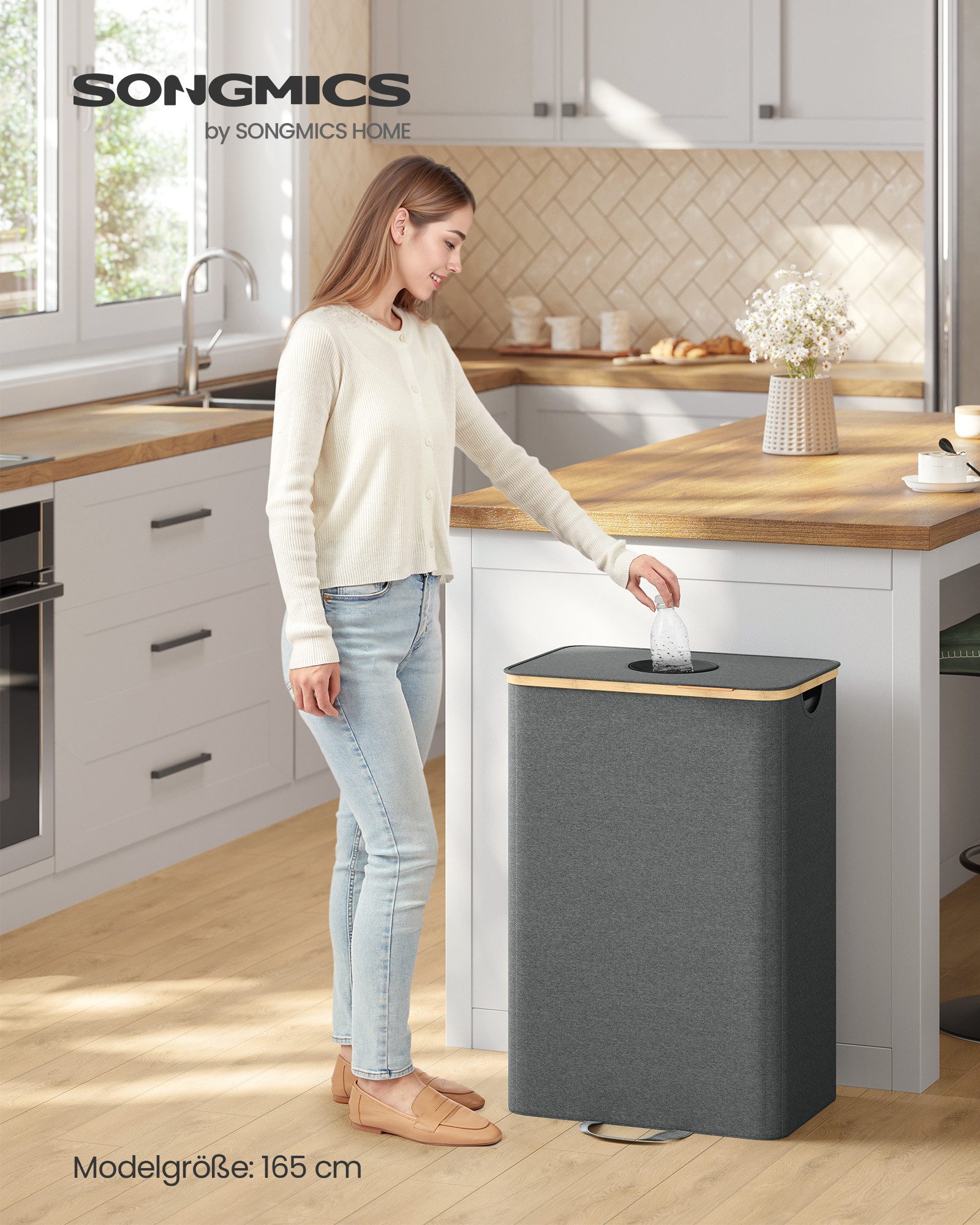 SONGMICS Flaschenkorb, Flaschensammler, Pfandflaschen, 95 / 135 L Flaschens günstig online kaufen