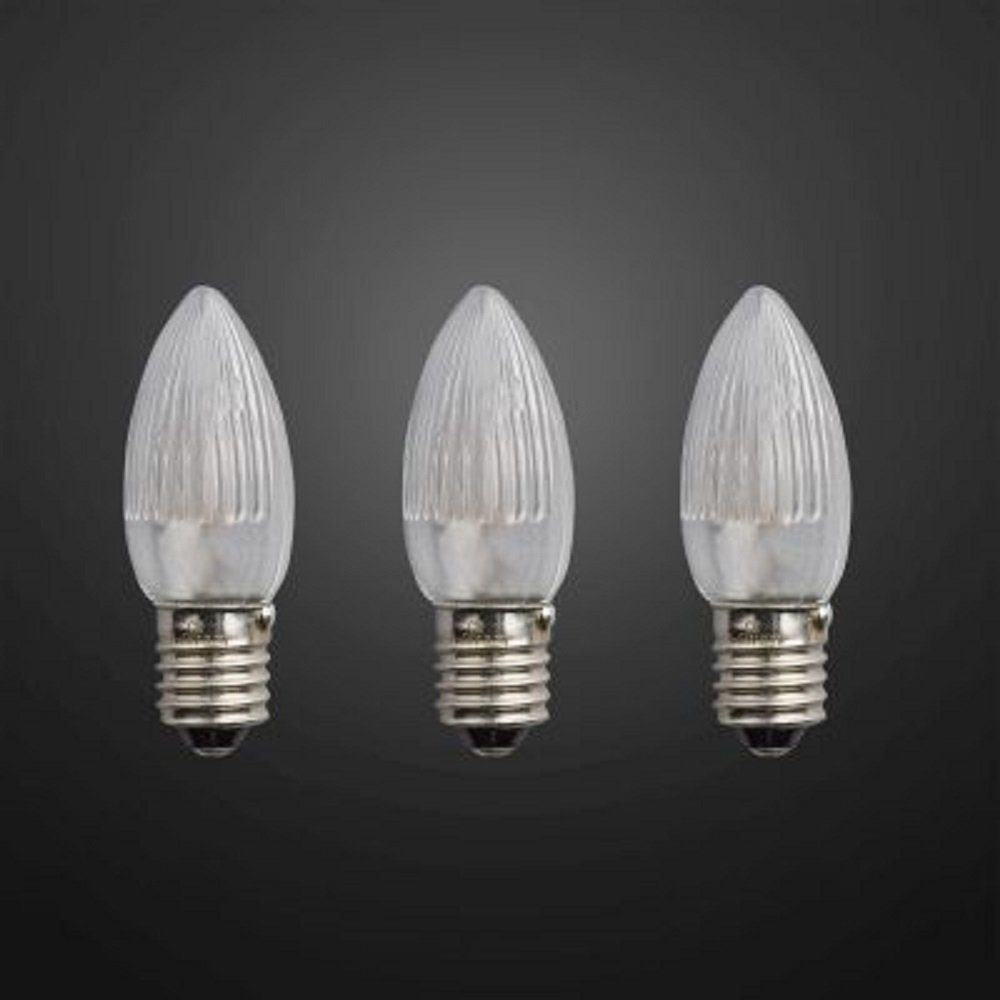 Hellum LED-Leuchtmittel Hellum 3 x Riffelkerze E10 12V 3W klar, teilgeriffelt