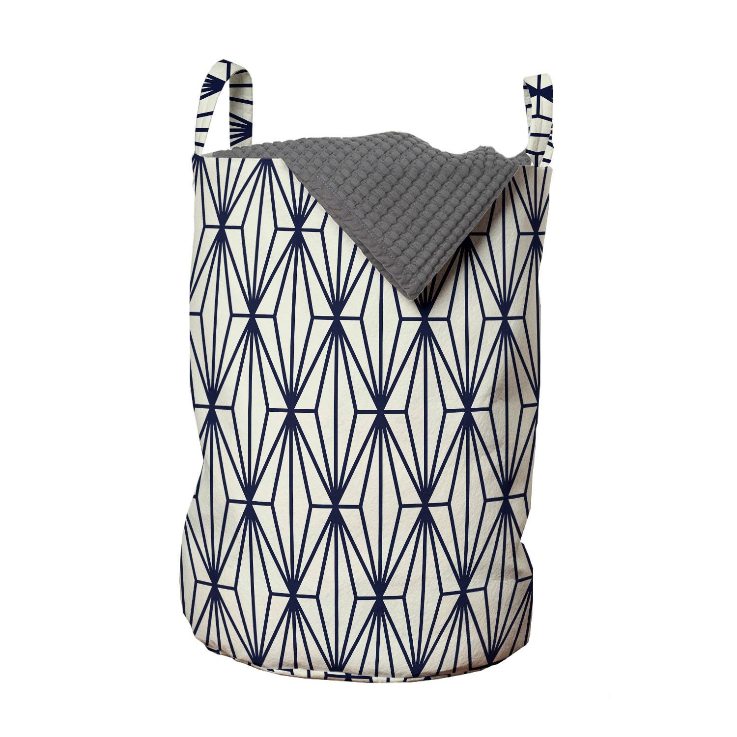 Abakuhaus Wäschesäckchen Wäschekorb mit Griffen Kordelzugverschluss für Waschsalons, Geometrisch Bambus-Baum Natur