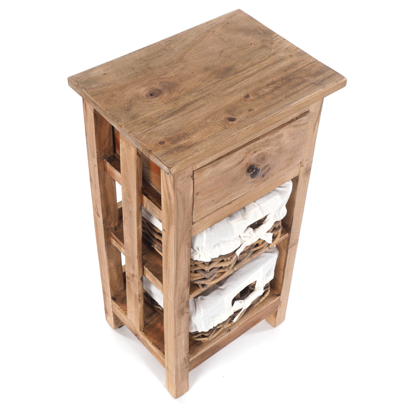 DESIGN DELIGHTS Konsolentisch KOMMODE TOWER, 70x38cm (HxB), Holz, mit Rattan Körben, Badschrank