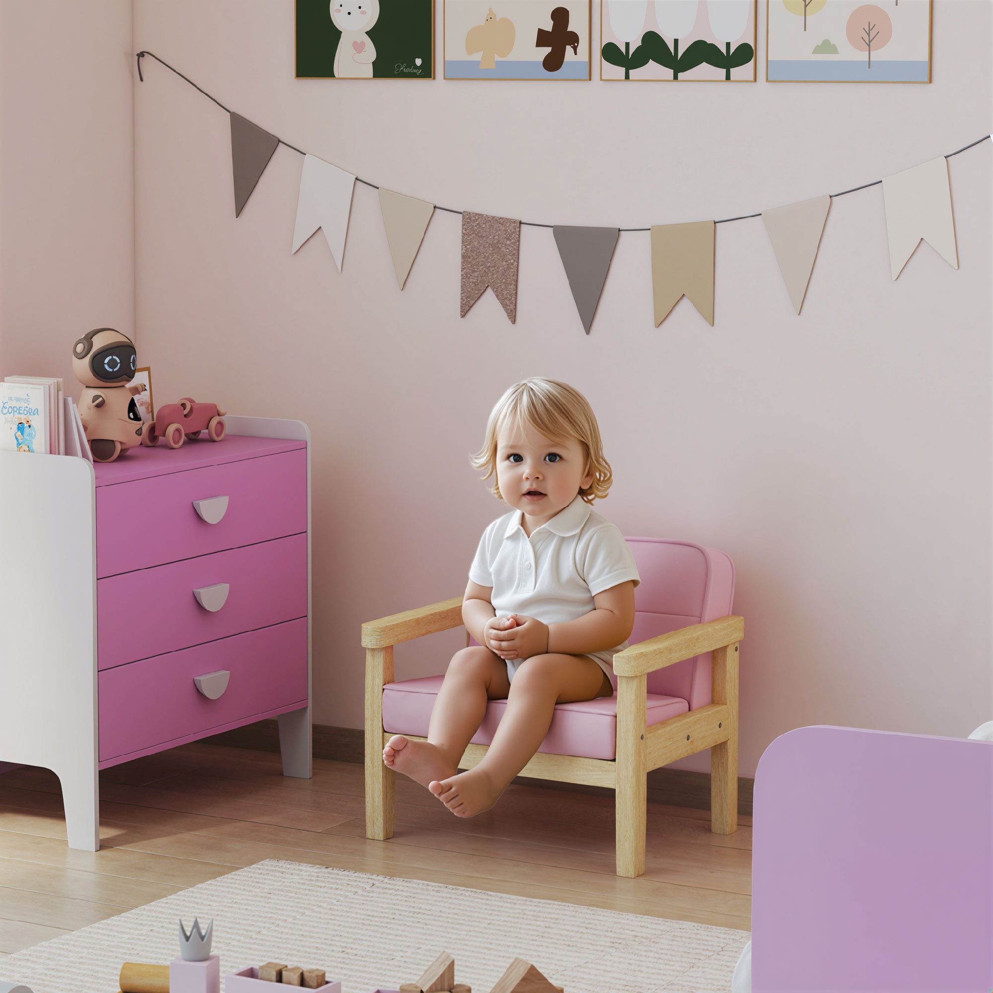 AIYAPLAY Kindersessel mit Holzrahmen, Cordoptik (Kindersofa, 1-St., gepolst günstig online kaufen