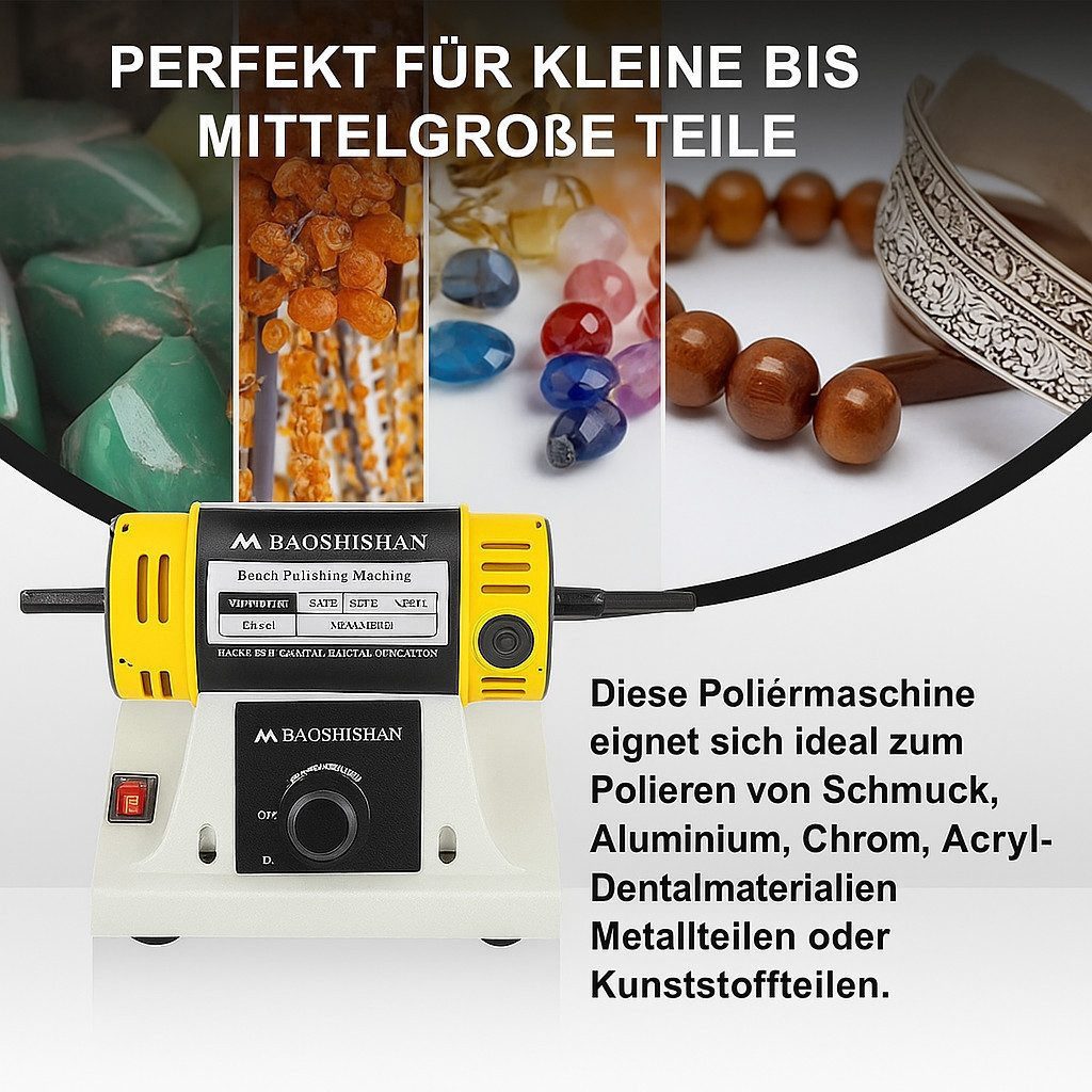 BAOSHISHAN Poliermaschine, 1750 min. U/min, 10000 max. U/min, (10 tlg), Poliergerät 1.750–10.000 U/min mit Gusseisenbasis und Doppelaufnahme