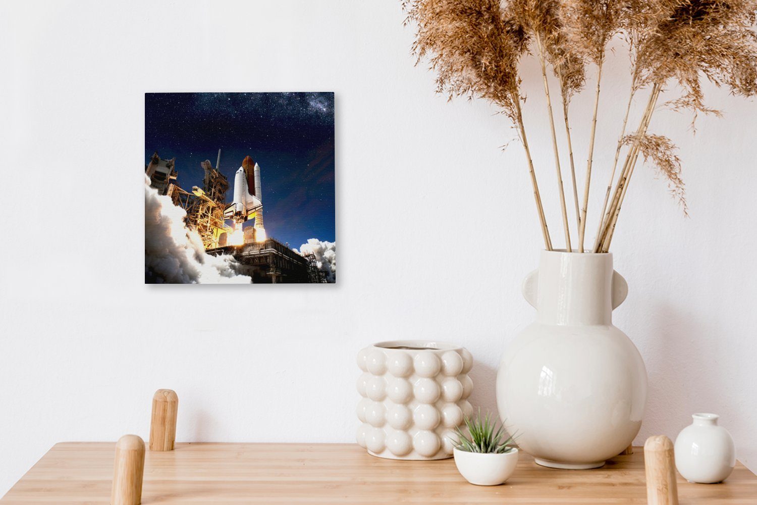 St), OneMillionCanvasses® Bilder - Leinwand - Schlafzimmer für Weltraum, Wohnzimmer Wolken Rakete Leinwandbild (1